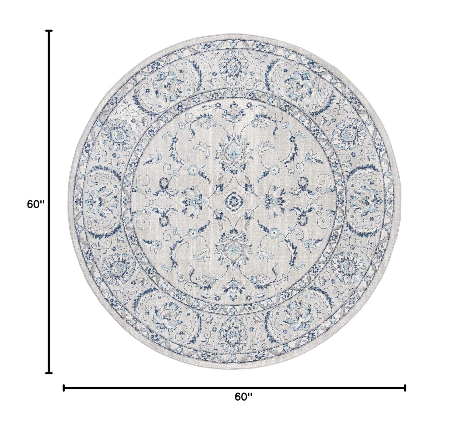 Brentwood BNT854 Power Loomed Indoor Area Rug - Light Grey/Blue - 5' Round - Safavieh