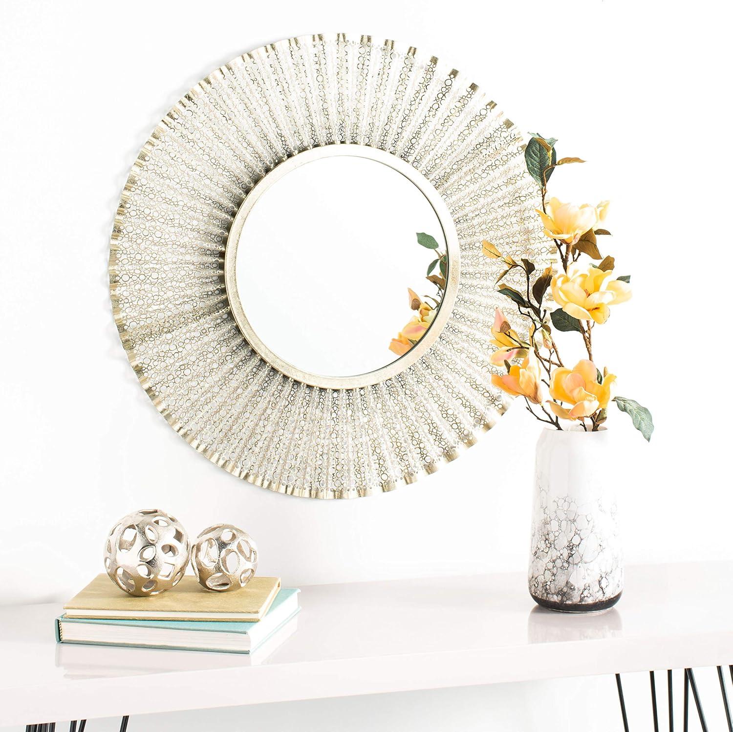 Foster 30.5" Round Silver and Gold Wood Mirror