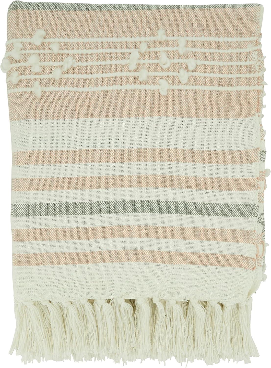 Saro Lifestyle Stripe Design Throw With Fringed Edges