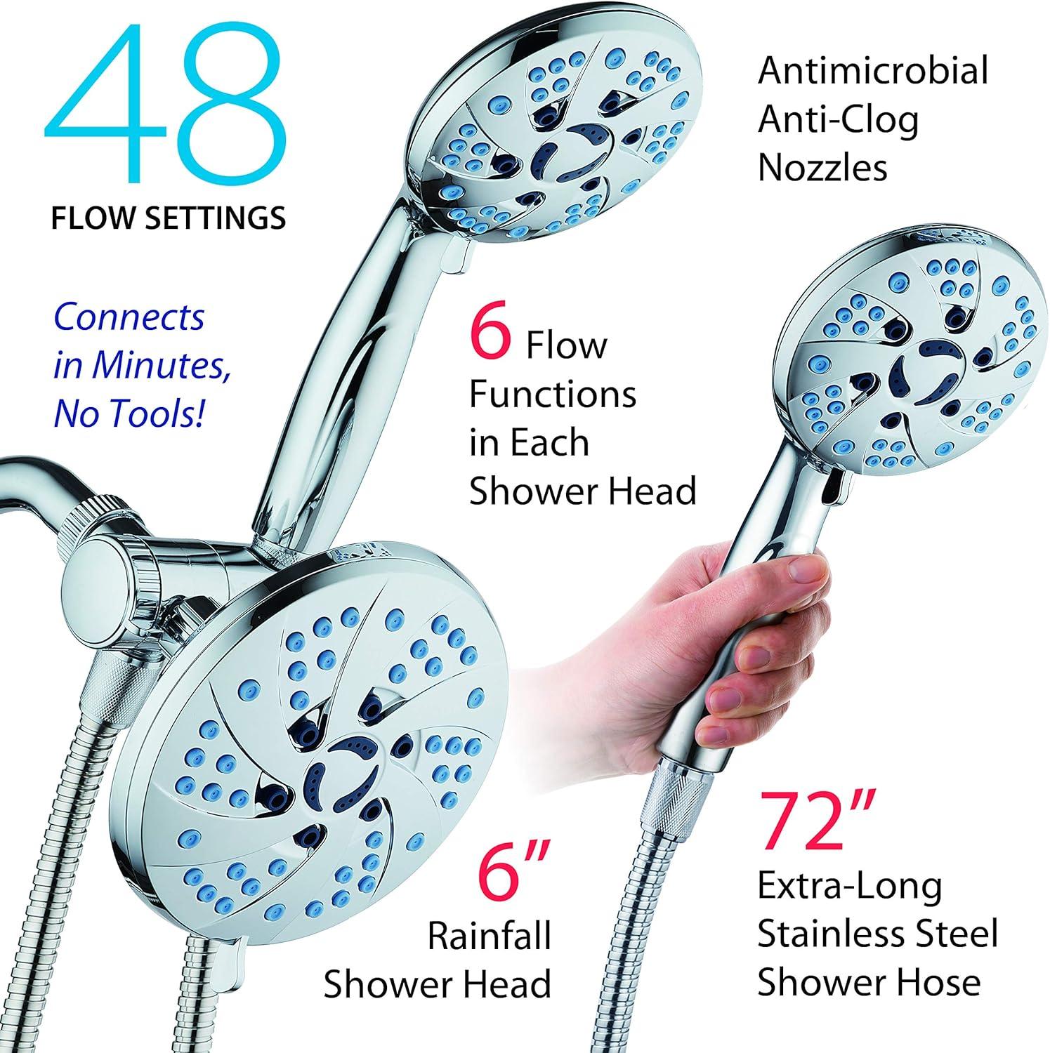 AquaCare Spa Station High Pressure -mode 3-way Rainfall & Handheld Shower Head Combo - Anti-Clog Nozzles, Extra-Long 6 ft Stainless Steel Hose, 2nd Wall Bracket/ORB Bronze Finish