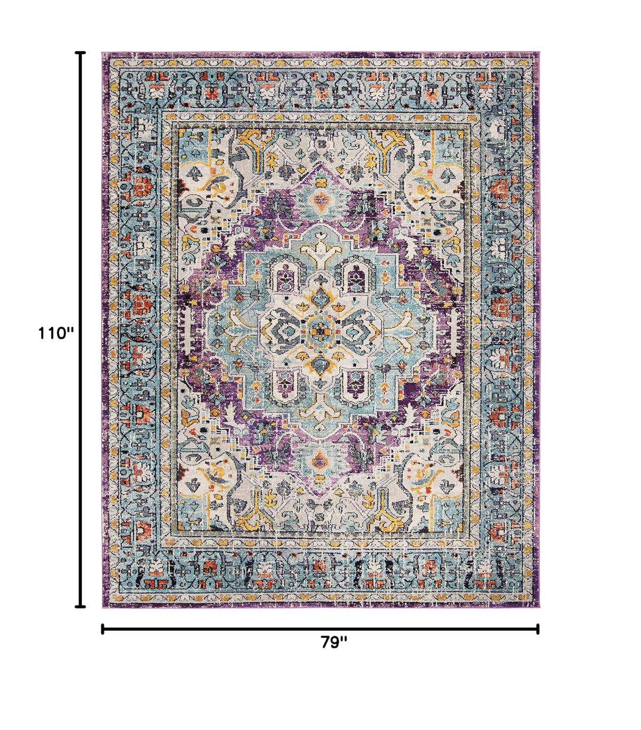 Monaco MNC251 Power Loomed Indoor Area Rug - Violet/Light Blue - 6'7"x9'2" - Safavieh.