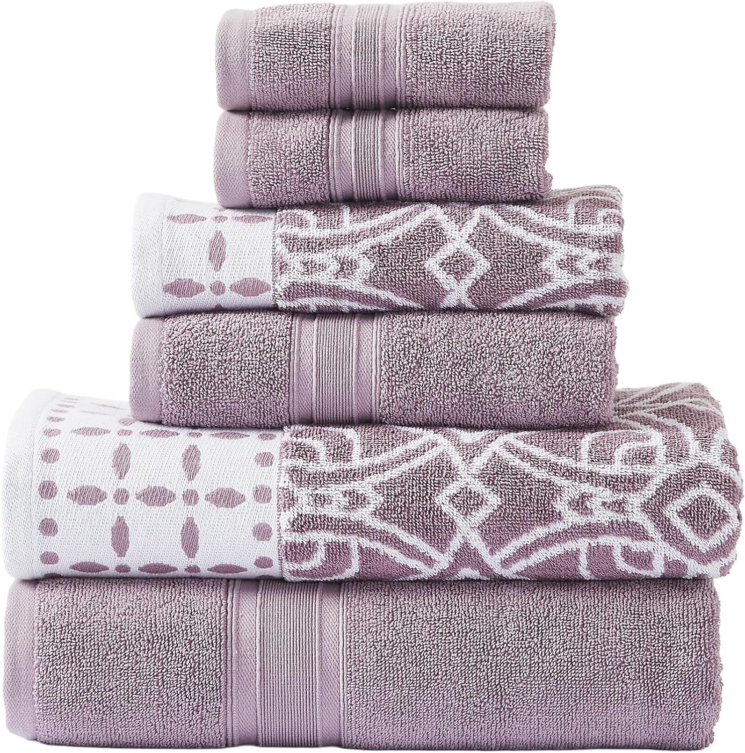 Modern Threads Modern Threads Monroe 6-Piece Reversible Yarn Dyed Jacquard & Solid Towel Set – 100% Cotton, Quick Dry & Absorbent Bath, Hand & Washcloths