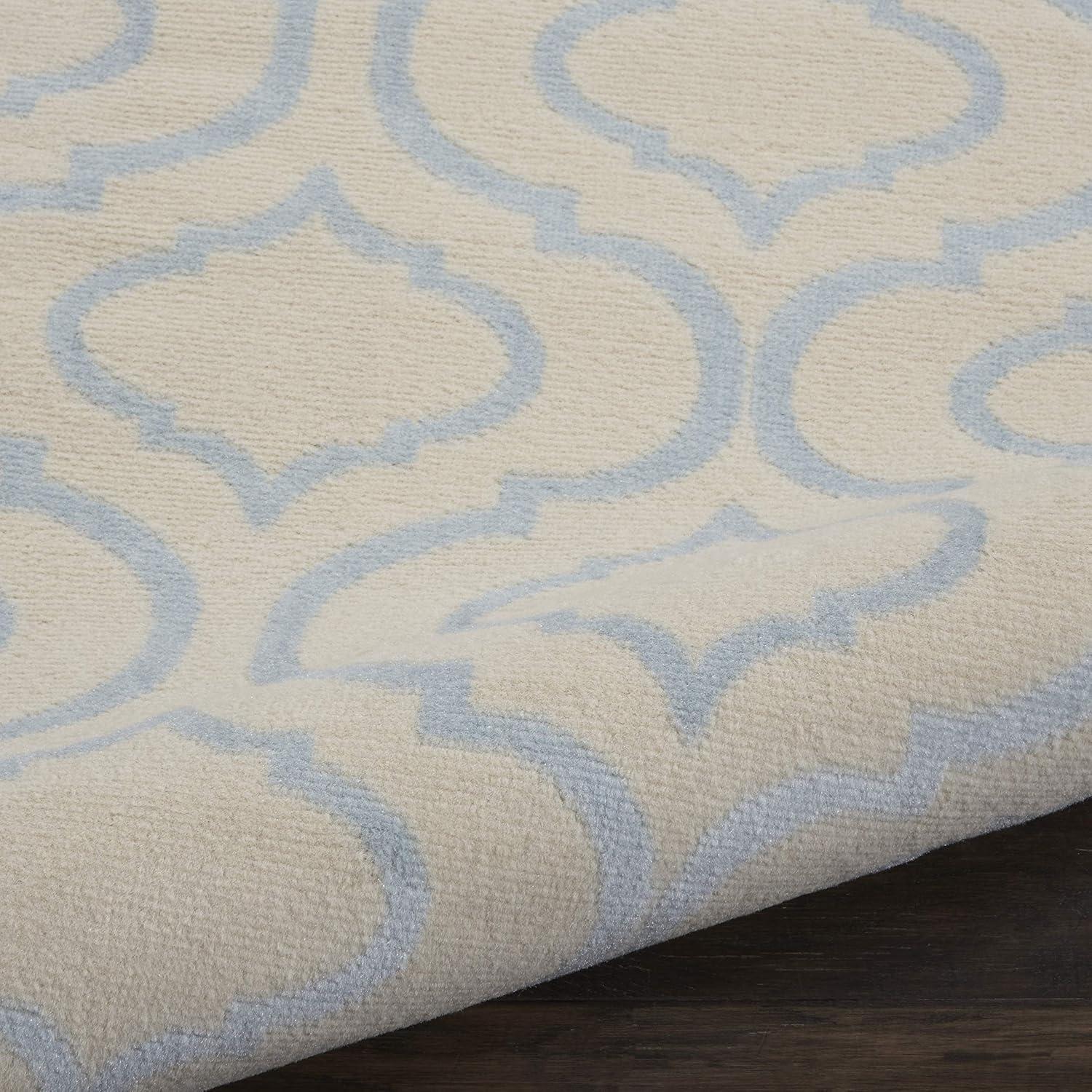 Nourison Jubilant Modern Moroccan Ivory/Blue 2' x 4' Area Rug, (2' x 4')