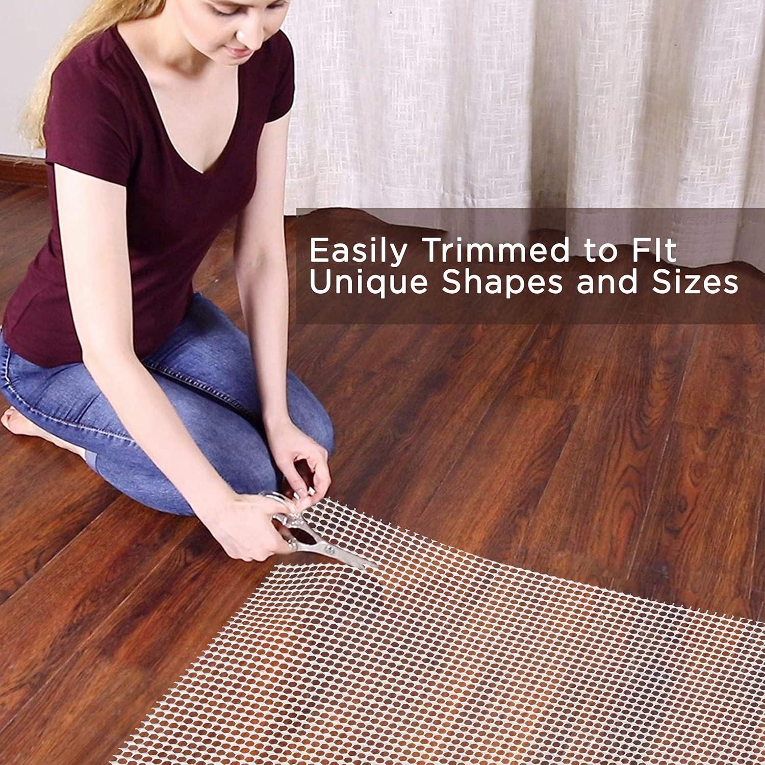 Durable Cream 4' x 6' Non-Slip PVC Rug Pad for Hard Surfaces