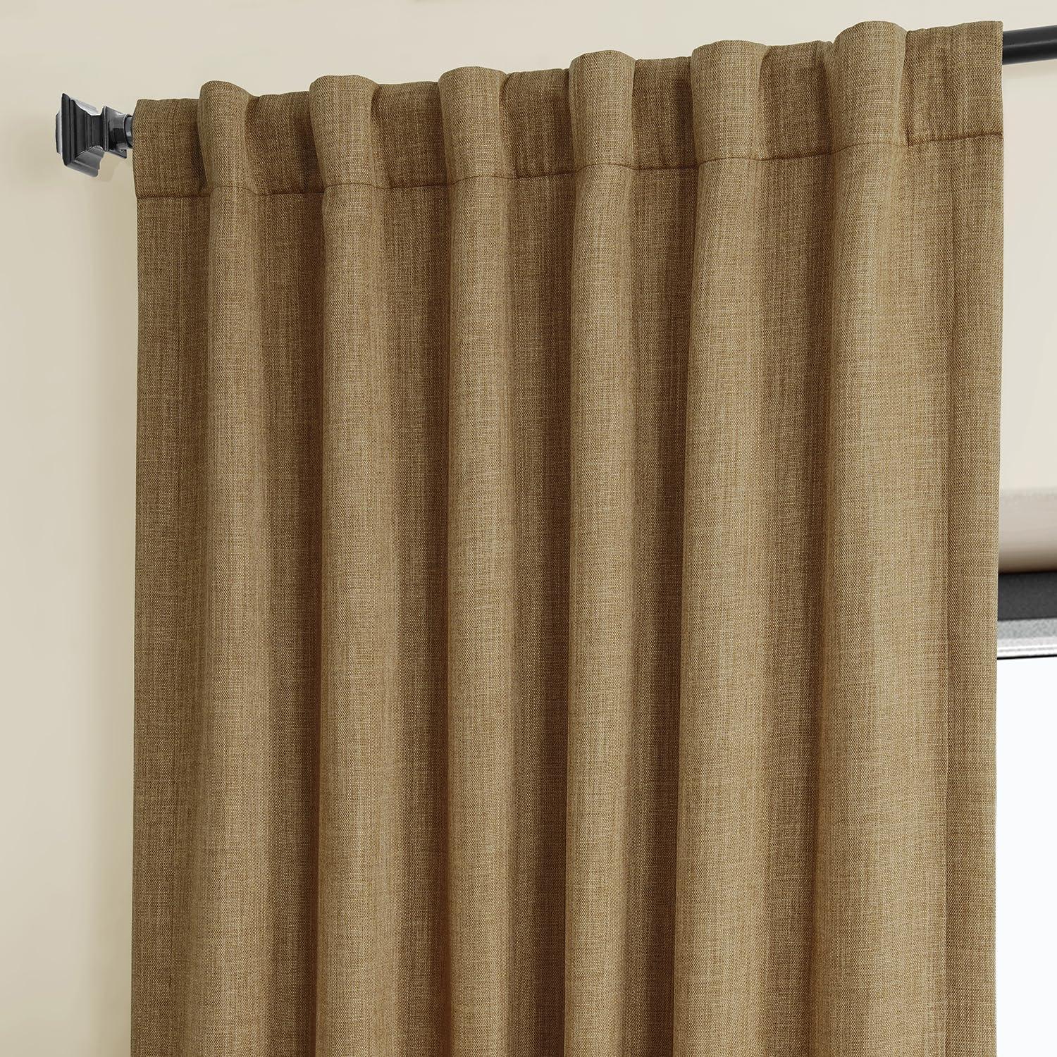 HPD Half Price Drapes Butterscotch Faux Linen Room Darkening Curtains for Bedroom & Living Room Curtains (1 Panel), Door & Window Curtains 120 inches long, 50W X 120L