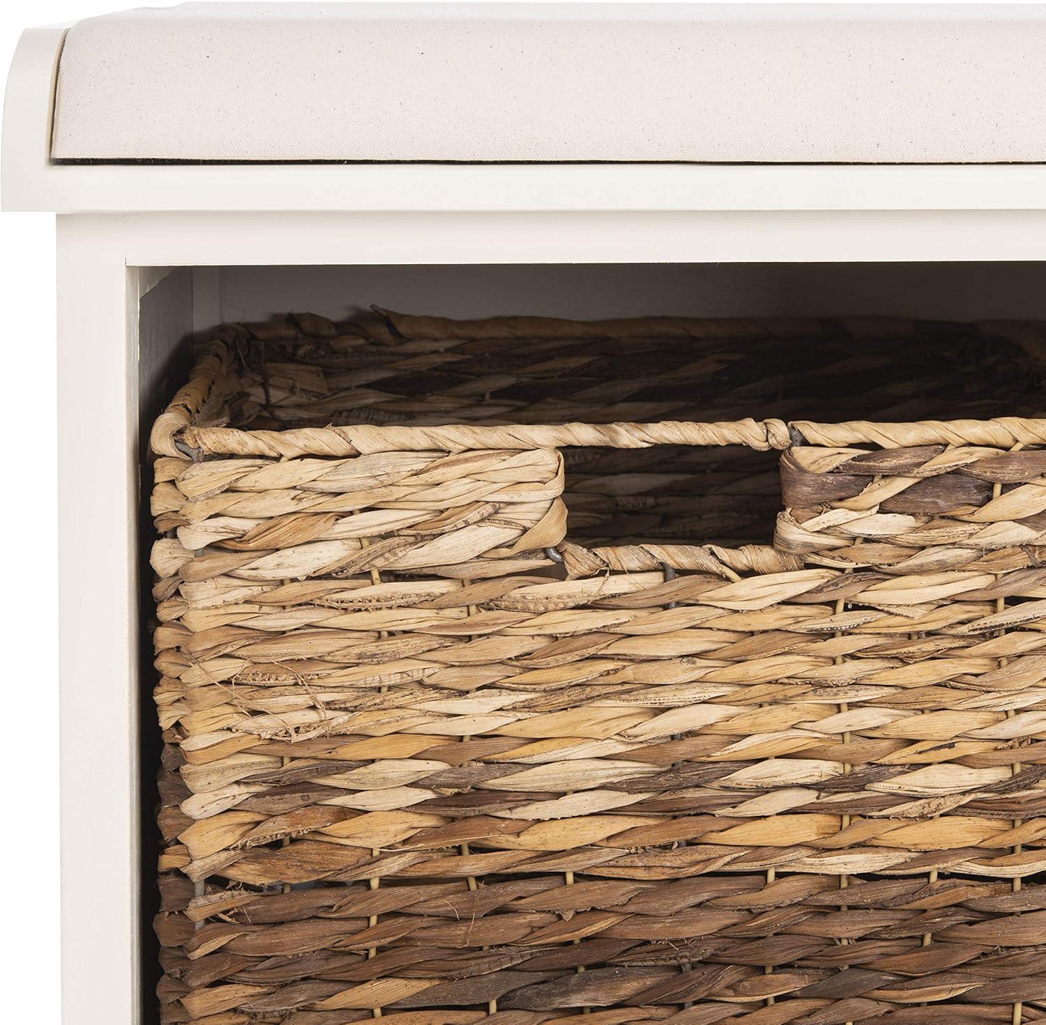 Freddy Wicker Storage Bench - AMH5736 - Vintage White - Safavieh