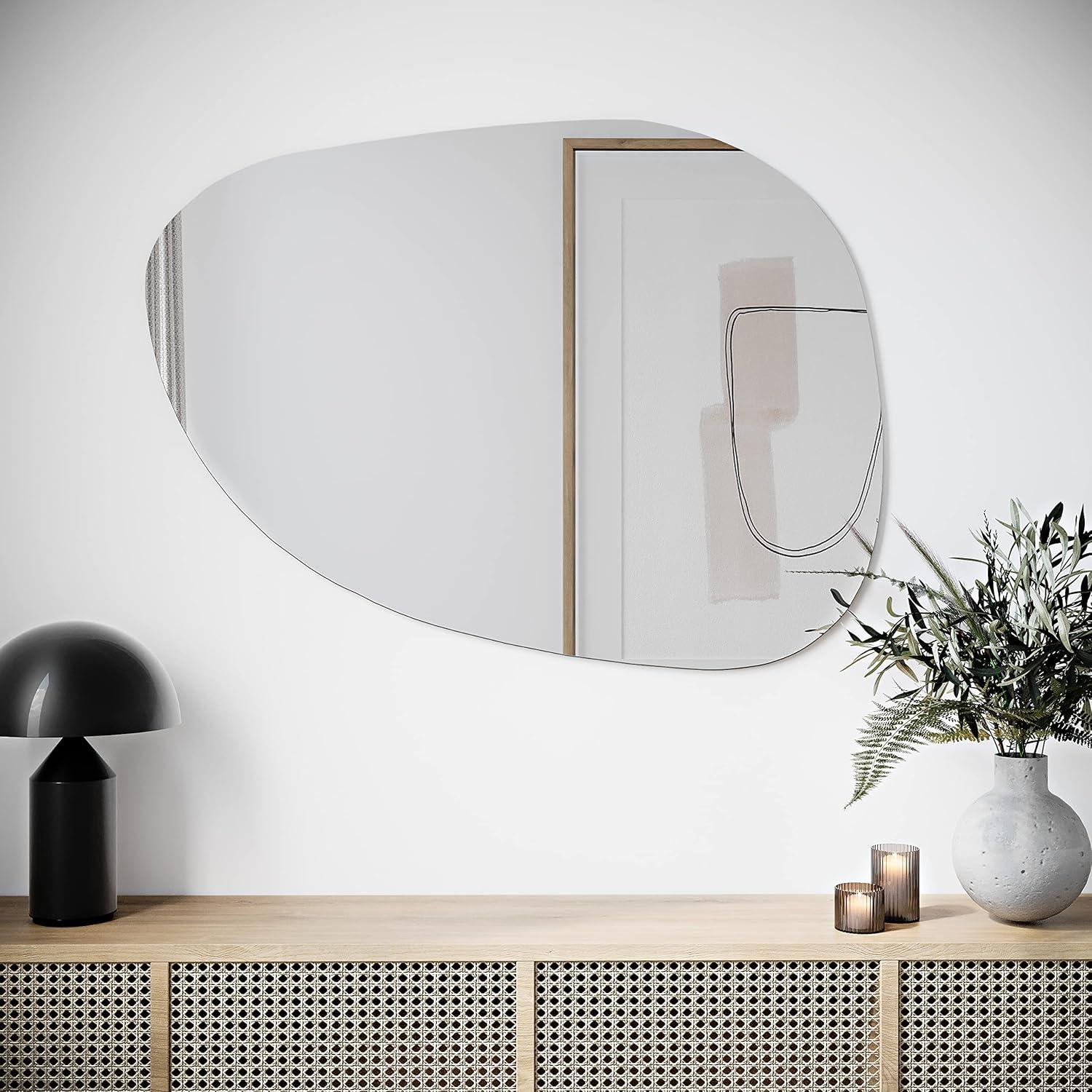 DWELLER Irregular Mirror for Wall Decor 36.2"x27.1", Asymmetrical Mirror, Modern Frameless Wall Mirror for Bathroom Bedroom Entryway Living Room Vanity