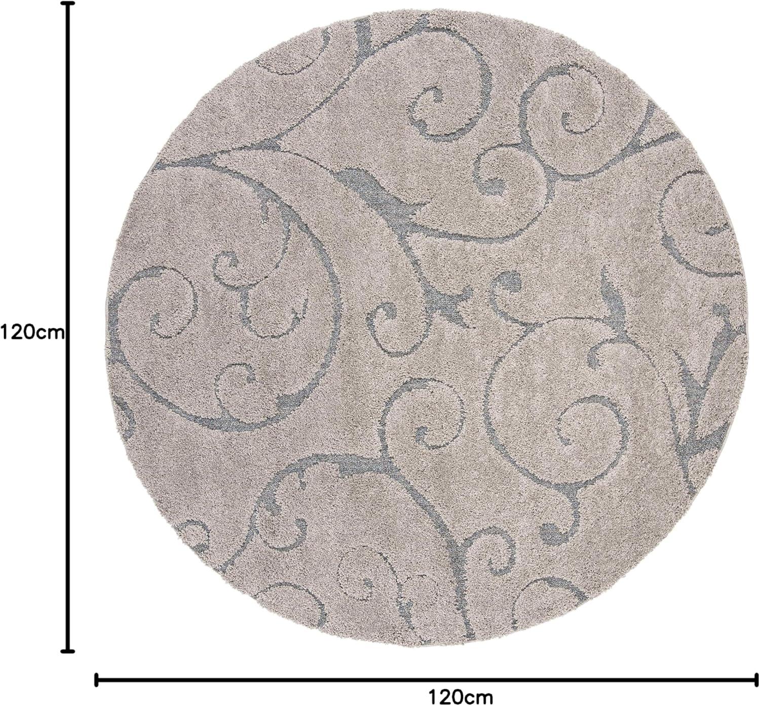 SAFAVIEH Florida Doug Floral Vines Shag Area Rug, Grey/Light Blue, 10' x 10' Round