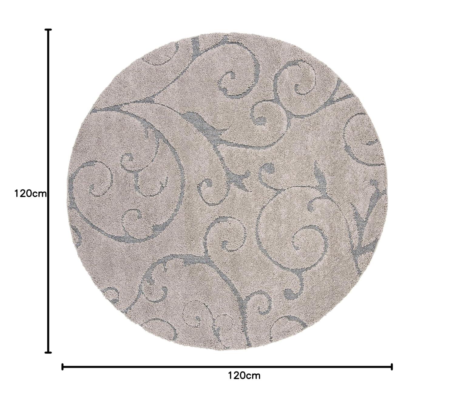 SAFAVIEH Florida Doug Floral Vines Shag Area Rug, Grey/Light Blue, 10' x 10' Round