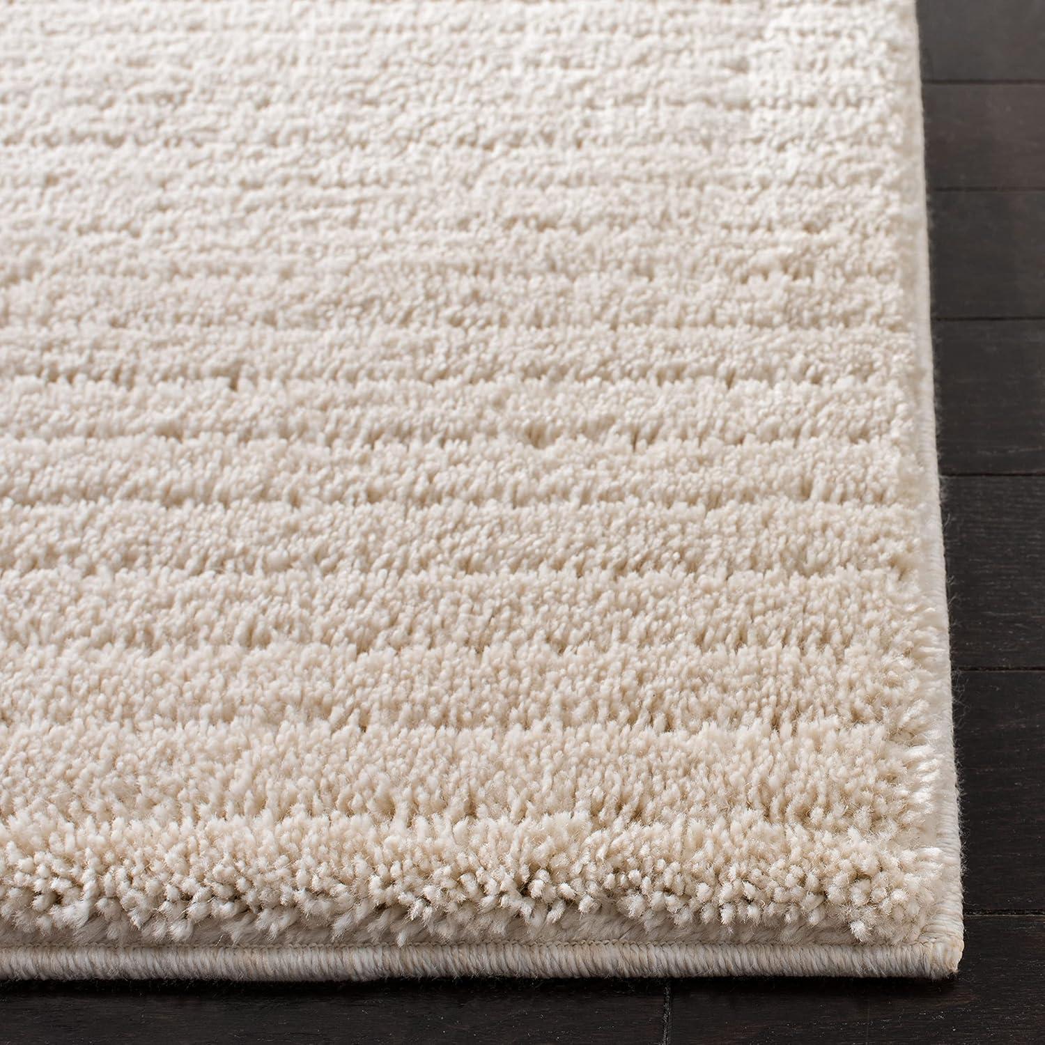 Ivory Shag Elegance 4' x 6' Hand-Knotted Synthetic Area Rug