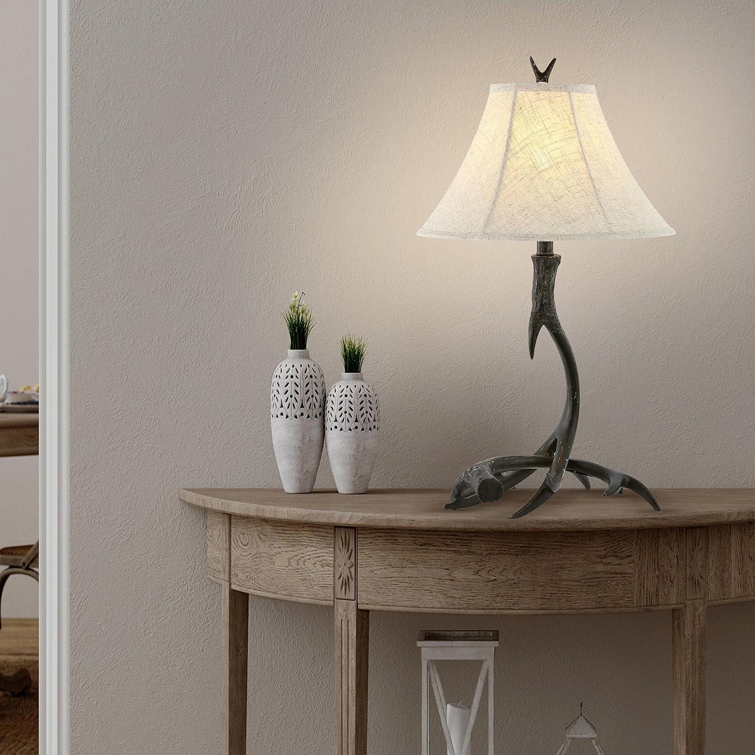 JONATHAN Y JYL6305C Antler 27.5" Rustic Resin LED Table Lamp, Traditional for living room, dinning room, bedroom, office Bulb Included, Black