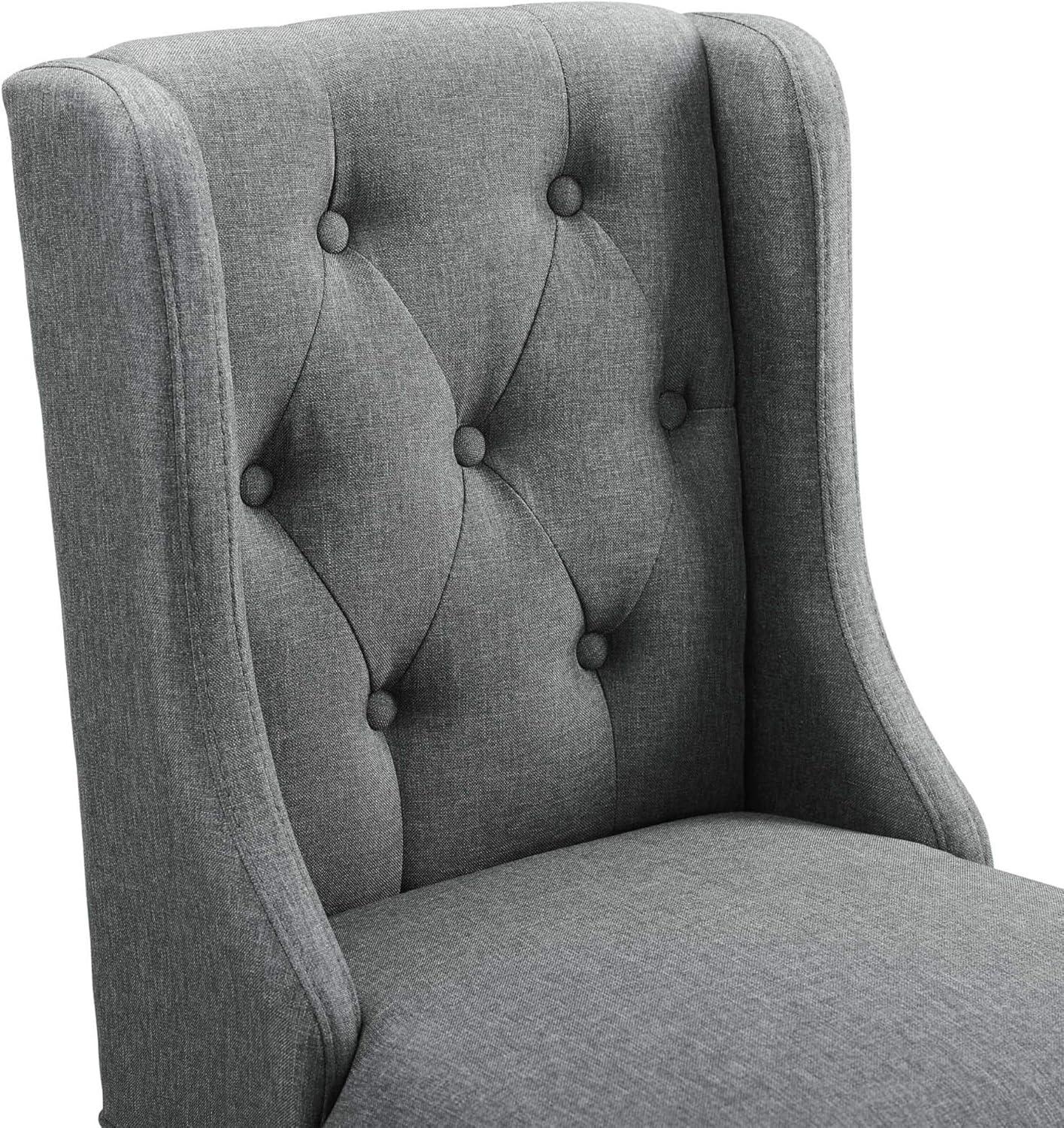 Luxurious Gray Tufted Button Upholstered Fabric Counter Stool