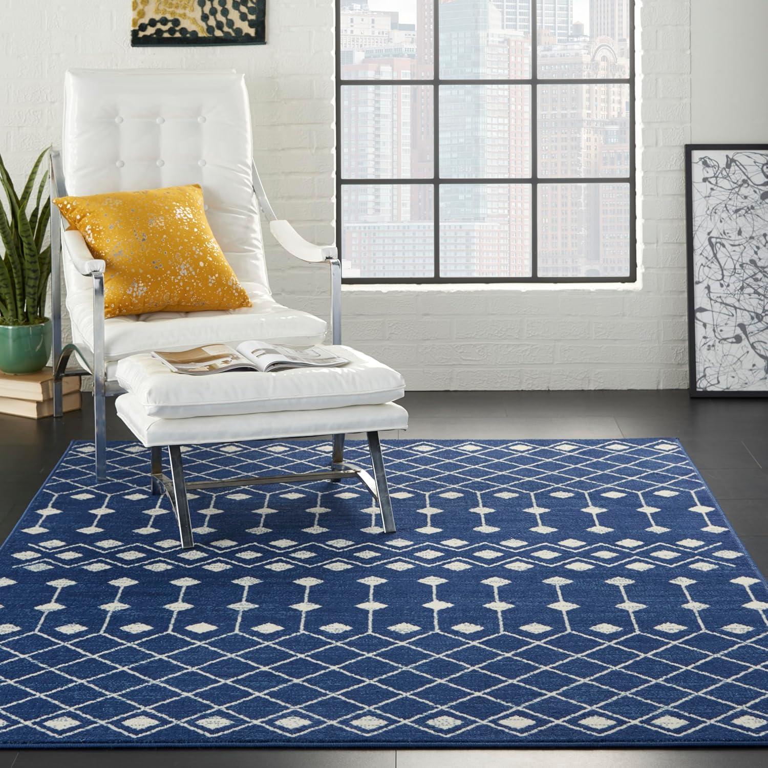 Nourison Grafix GRF37 Navy/White Indoor Area Rug - 6' x 9'
