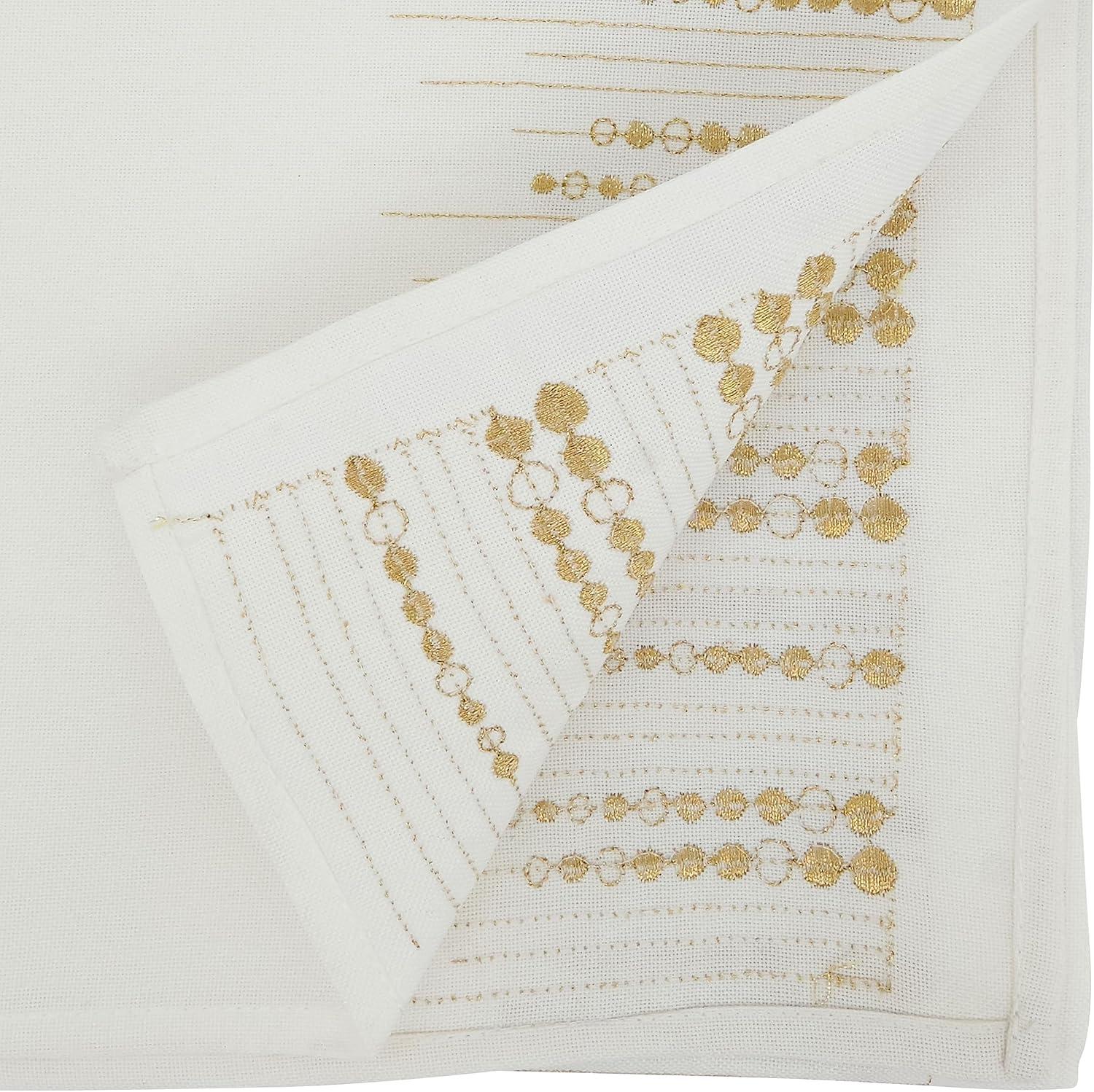 Saro Lifestyle Handcrafted Embroidered Dots Table Runner