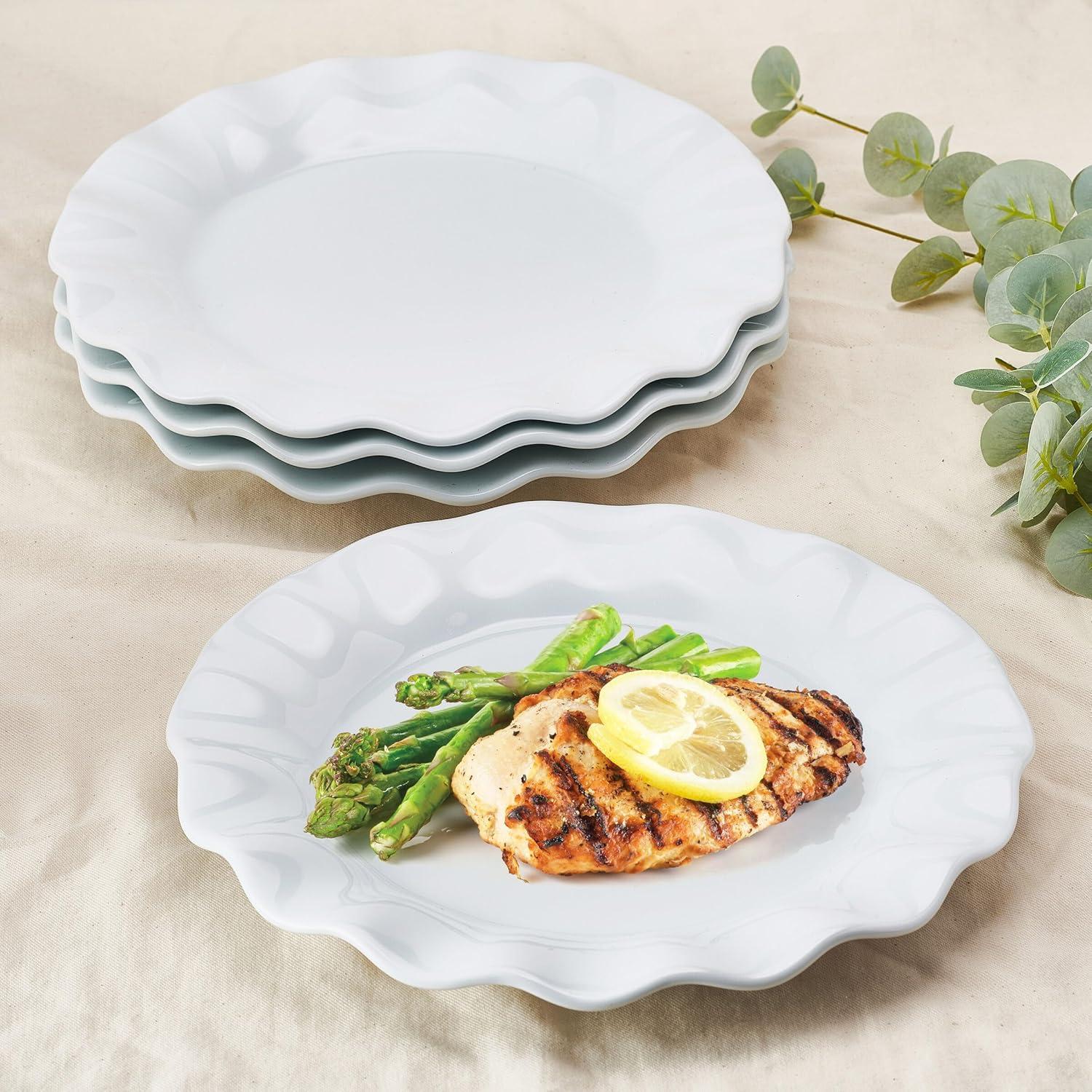 Fitz and Floyd Everyday White Scallop 12-Pc Dinnerware Set, Service For 4