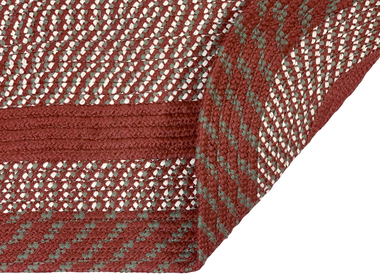 24" x 72" Newport Braid Collection Barn Red 100% Polypropylene Stripe Pattern Reversible Indoor Utility Runner Rug  - Better Trends