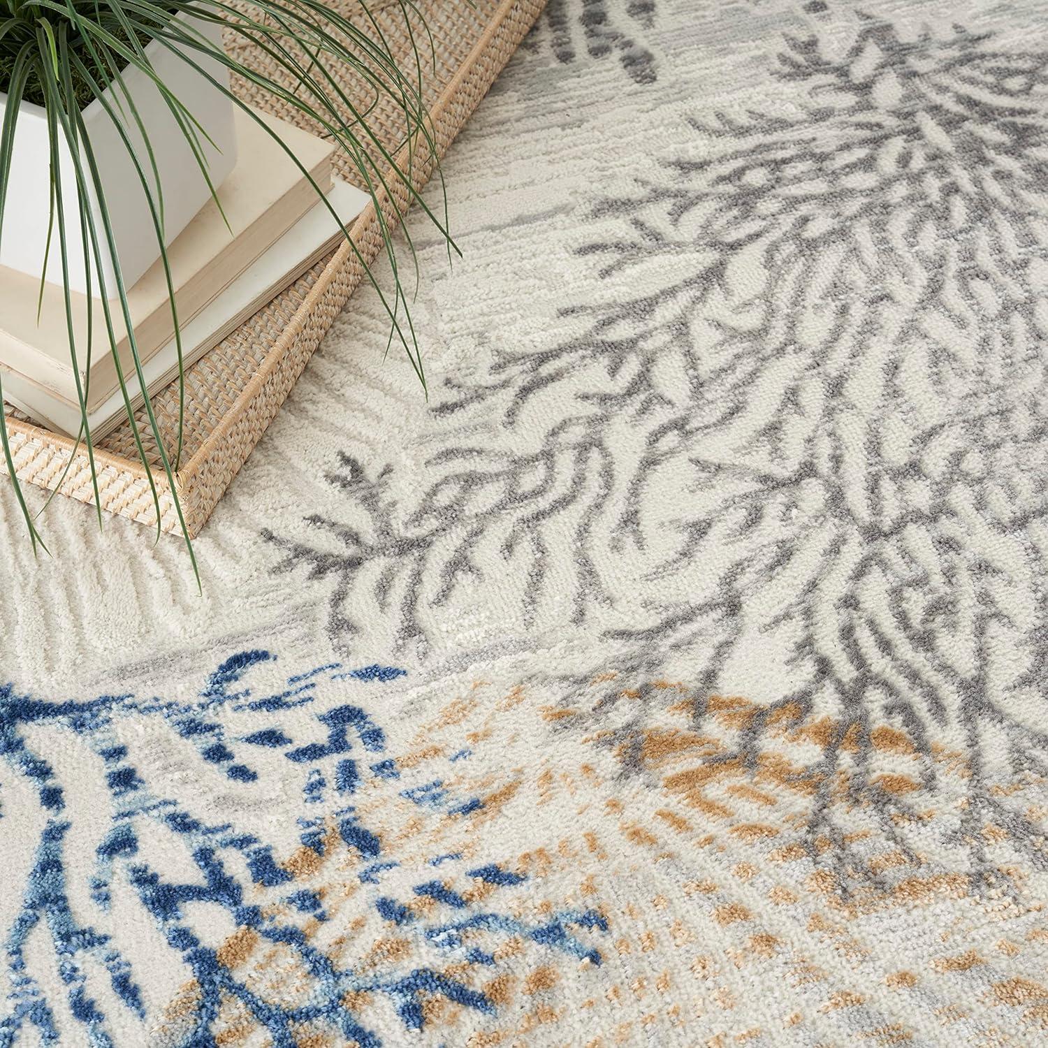 Nourison Pompeii 4' x 6' Ivory Grey Blue Coastal, Nautical & Beach Indoor Rug