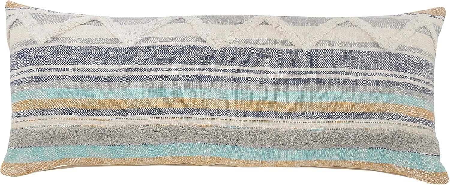 Ox Bay Eli 14" x 36" Multicolor Shag Striped Cotton Adult Decorative Lumbar Throw Pillow