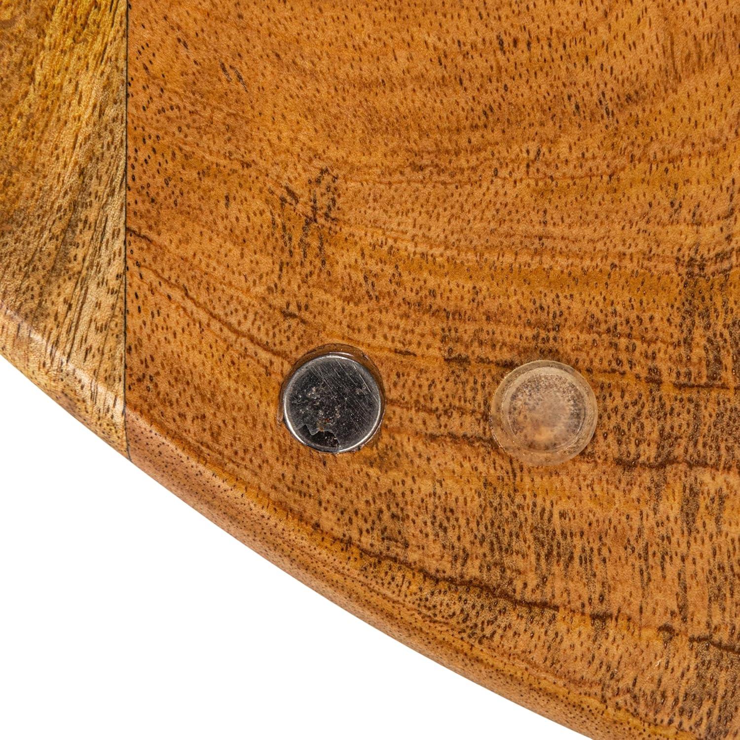 Natural Mango Wood and Gold Stainless Steel Folding Cheese Board