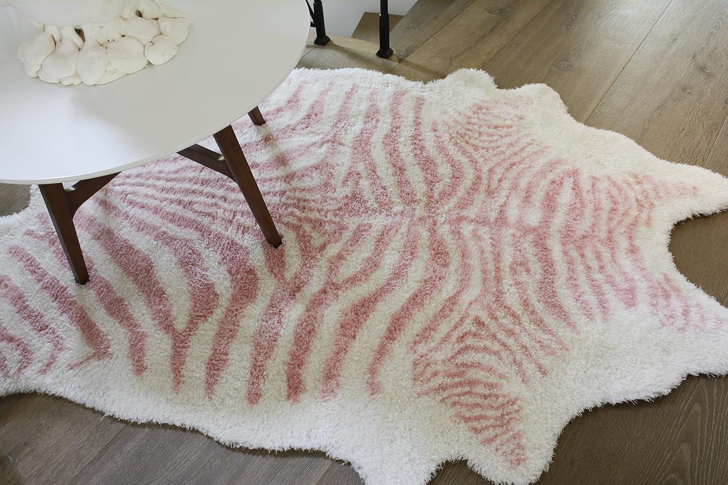 Plush Pink Zebra Stripe Hand-Tufted Area Rug, 3'6" x 5'6"