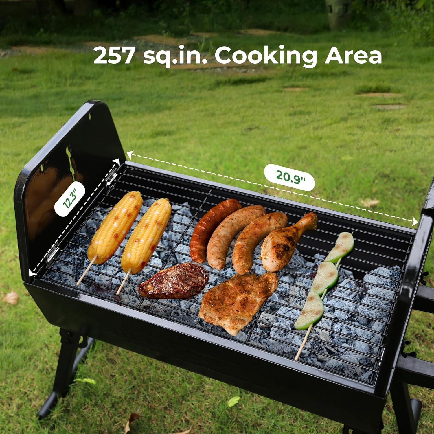 Brand-Man 2 in 1 Charcoal Grill with Rotisserie Grill Kit, Portable ‎Enameled Steel Barbecue Grill, Stainless Steel Spit Roaster with Motor & Adjustable Height for Backyard Camping Patio Tailgating