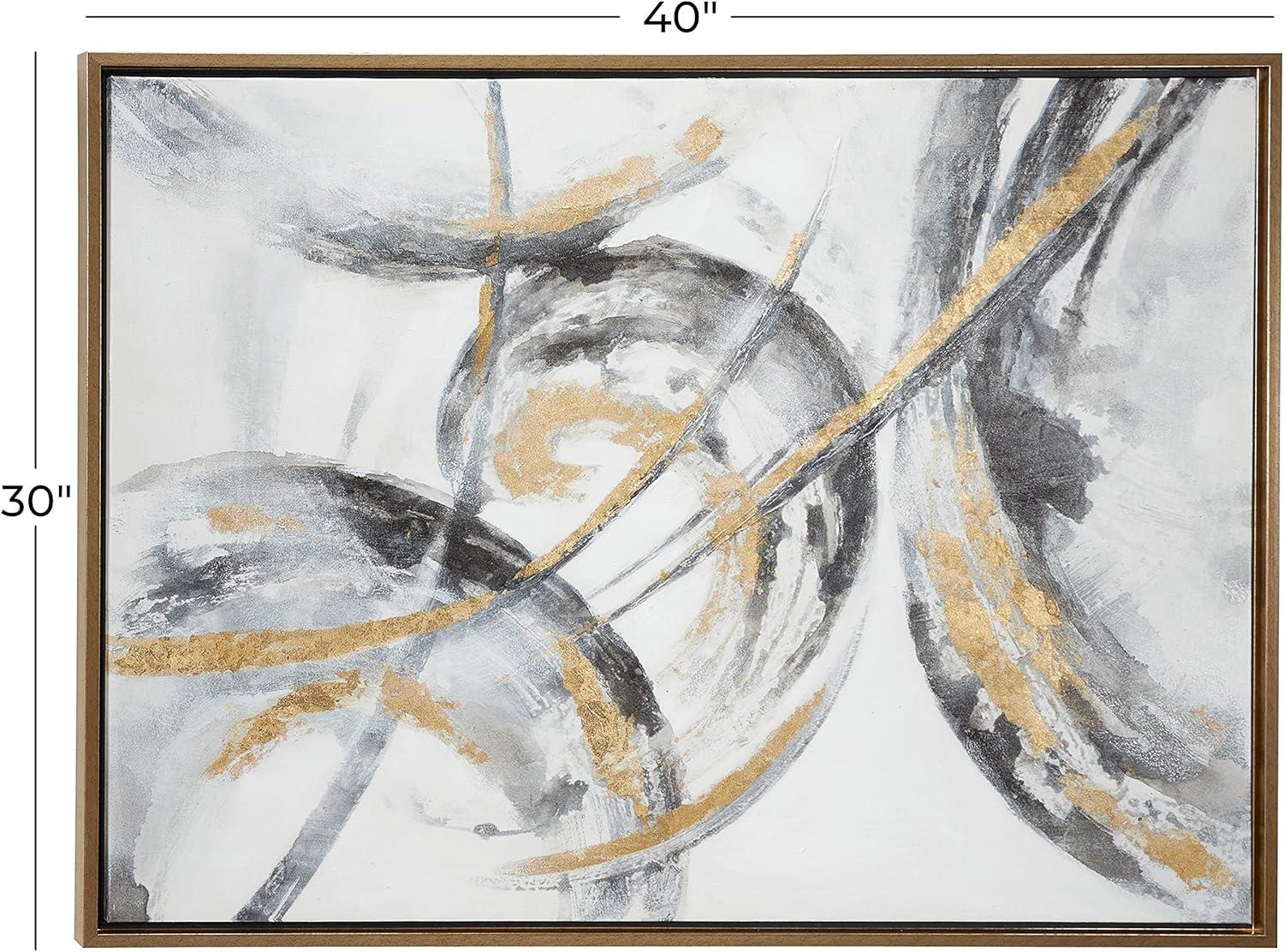 40" x 30" Abstract Framed Wall Art with Gold Frame, by CosmoLiving by Cosmopolitan