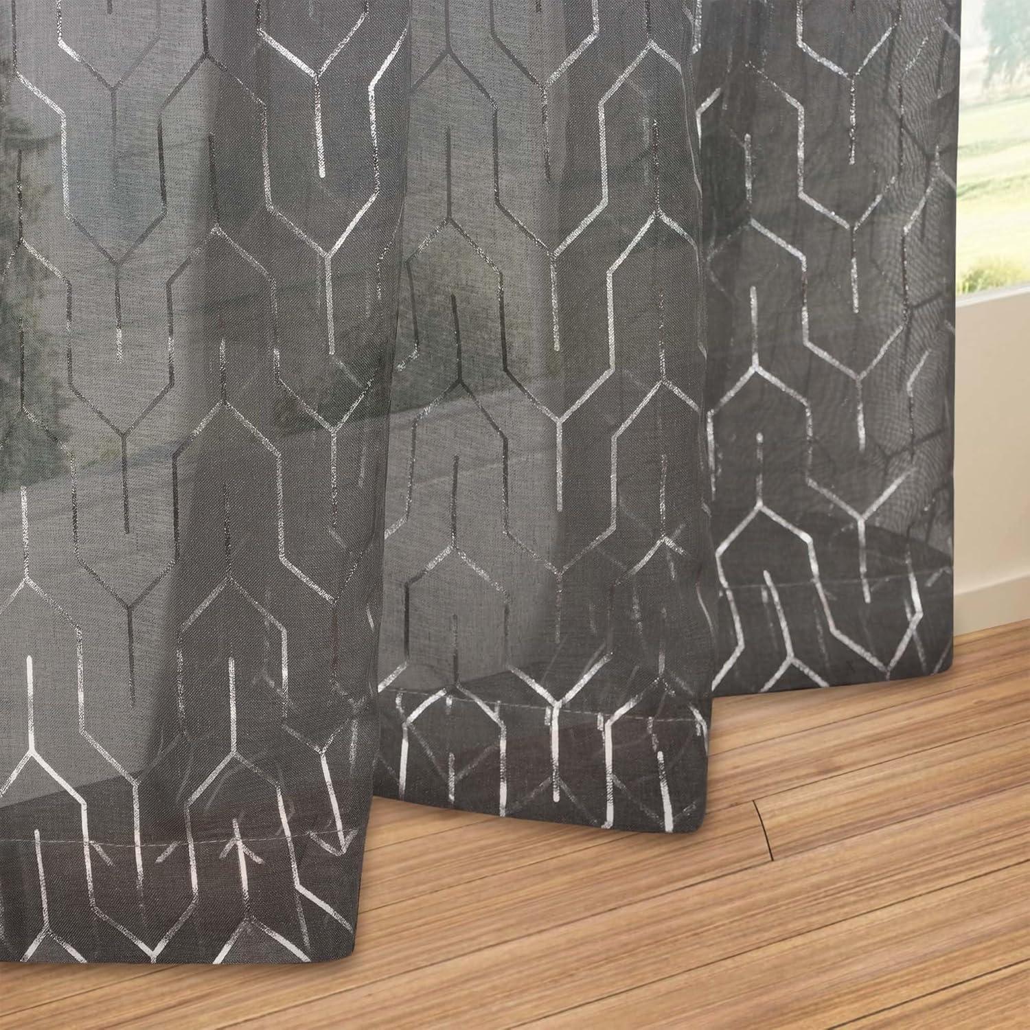 Gray Sheer Polyester Grommet Window Panels 52"x96"