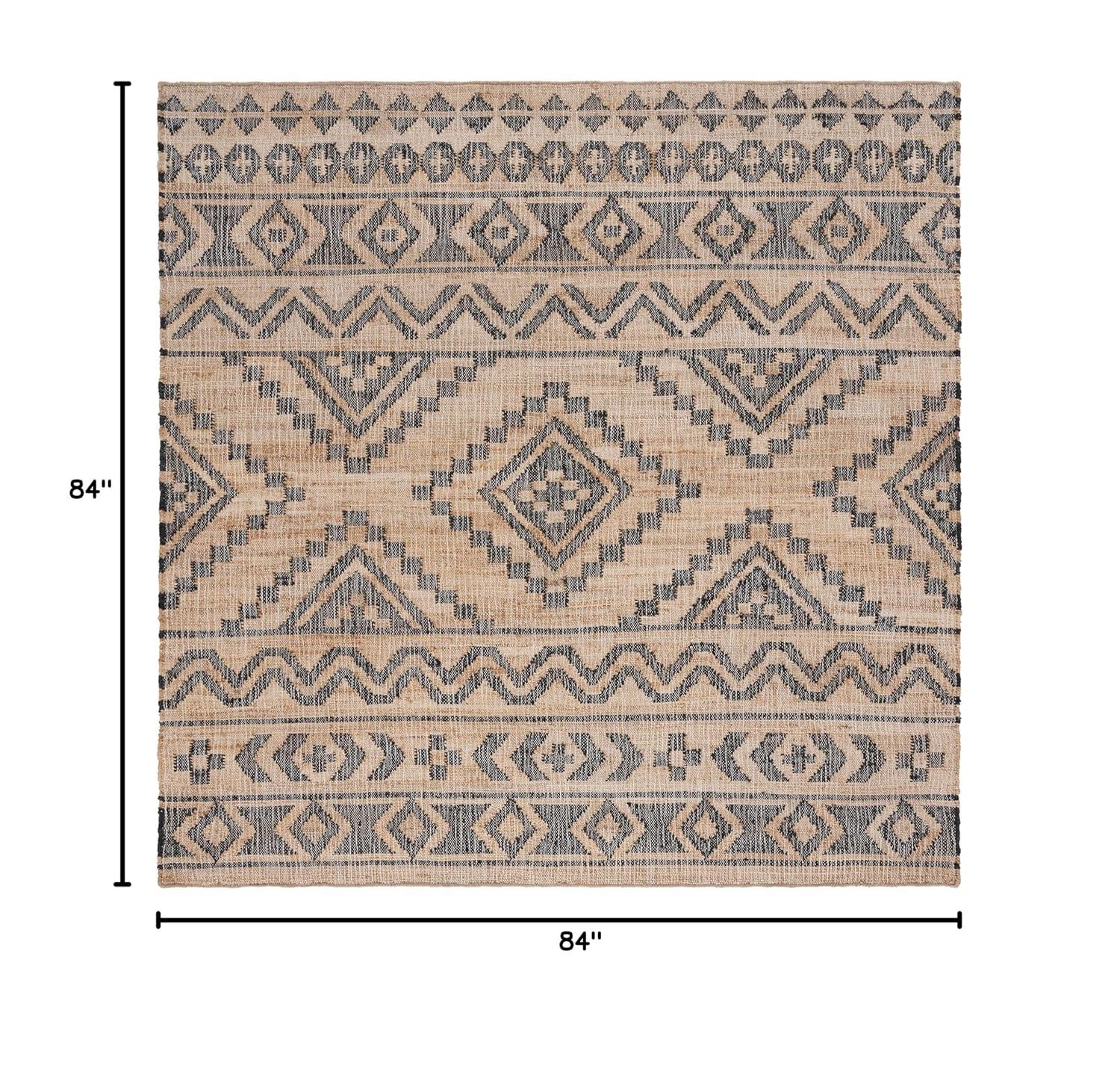 Kilim KLM751 Hand Loomed Area Rug - Natural/Charcoal - 7'x7' - Safavieh
