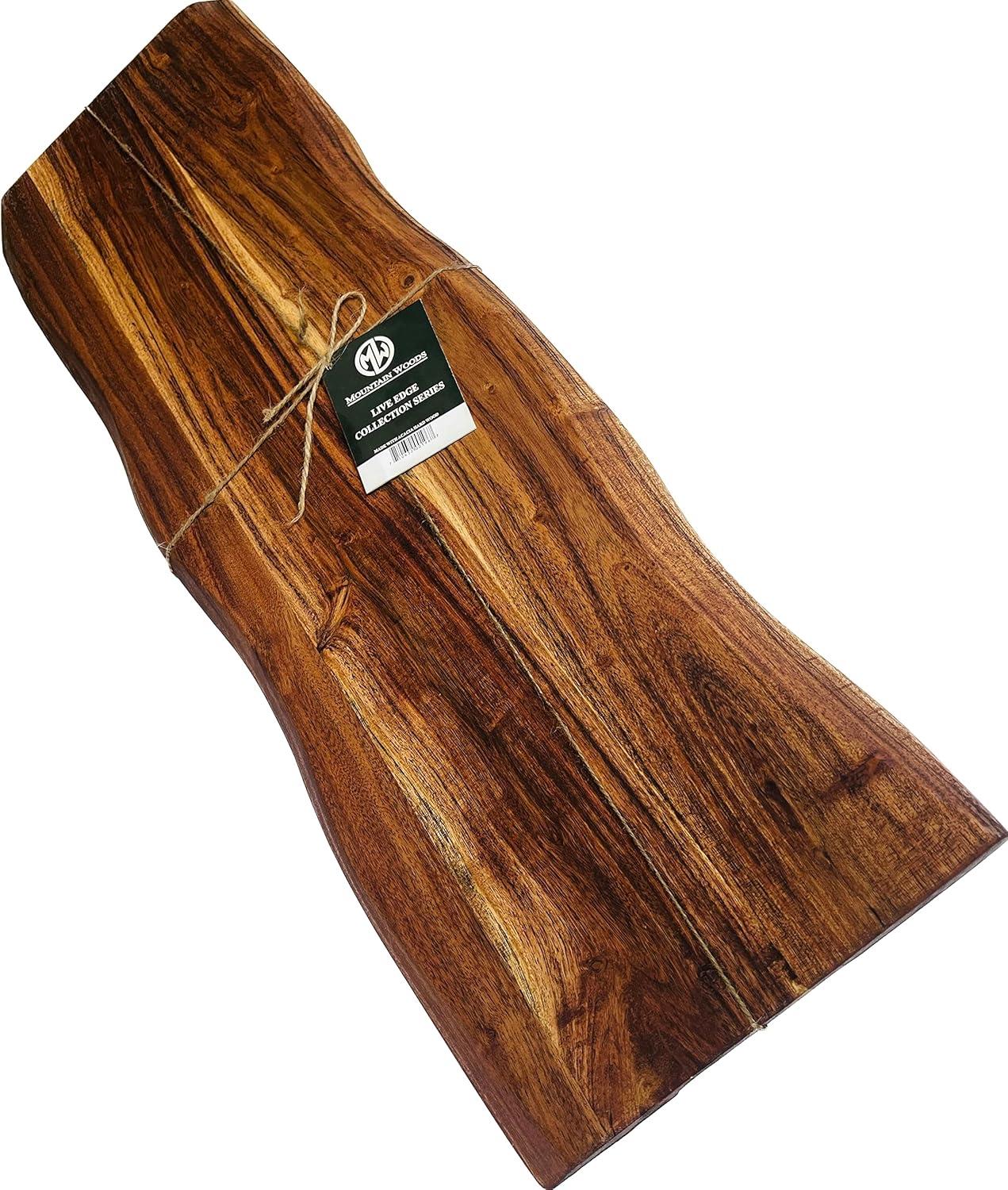 Mountain Woods Brown Hand Crafted LIVE EDGE Acacia Cutting Board/Serving Tray - 27" (﻿Maximum 5 Per Order Please.)