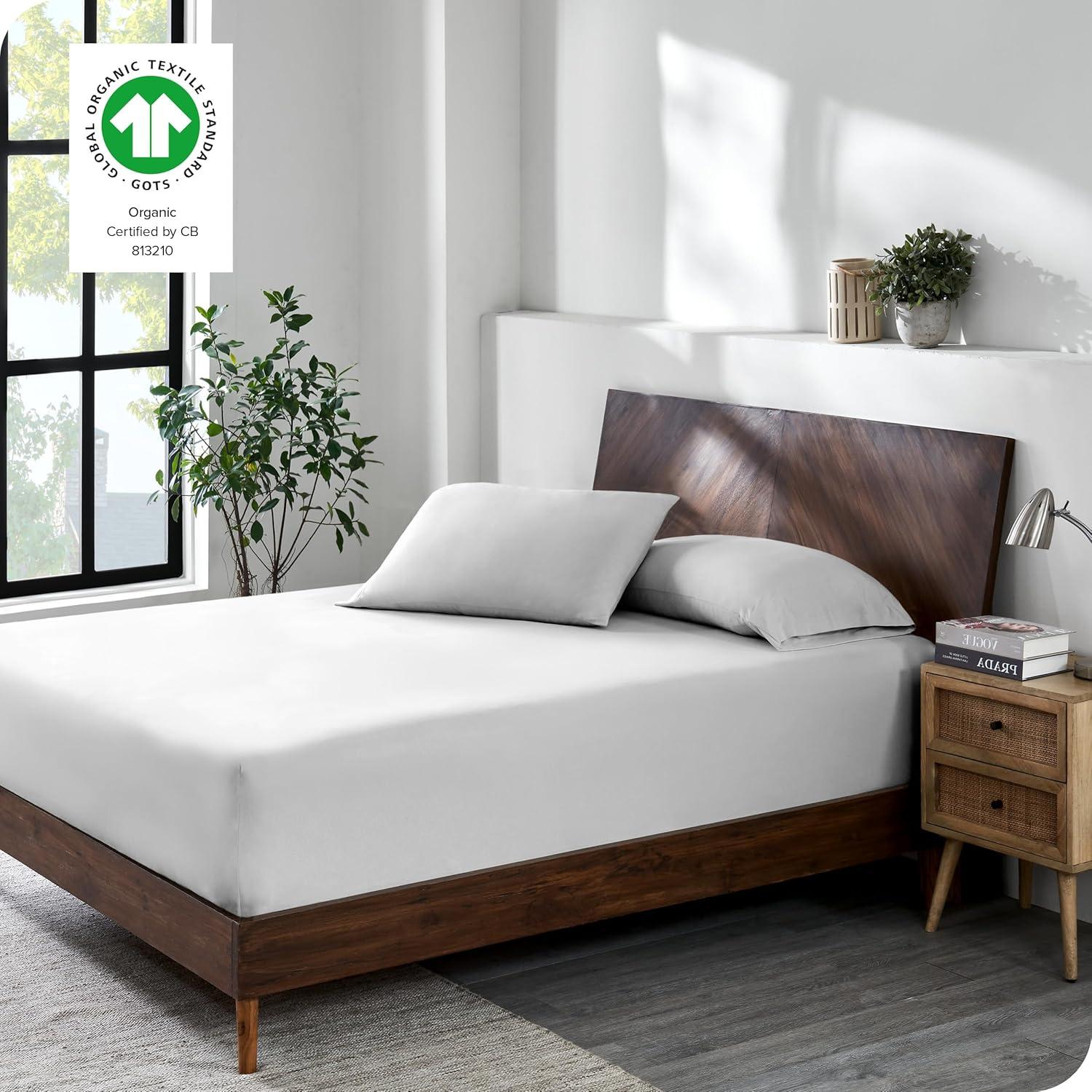 Bare Home Organic 100% Cotton Jersey Knit Fitted Sheet