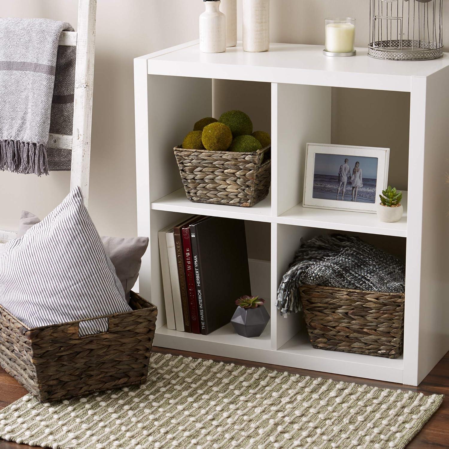 Set of 3 Hand-Woven Hyacinth Storage Baskets in Gray Wash