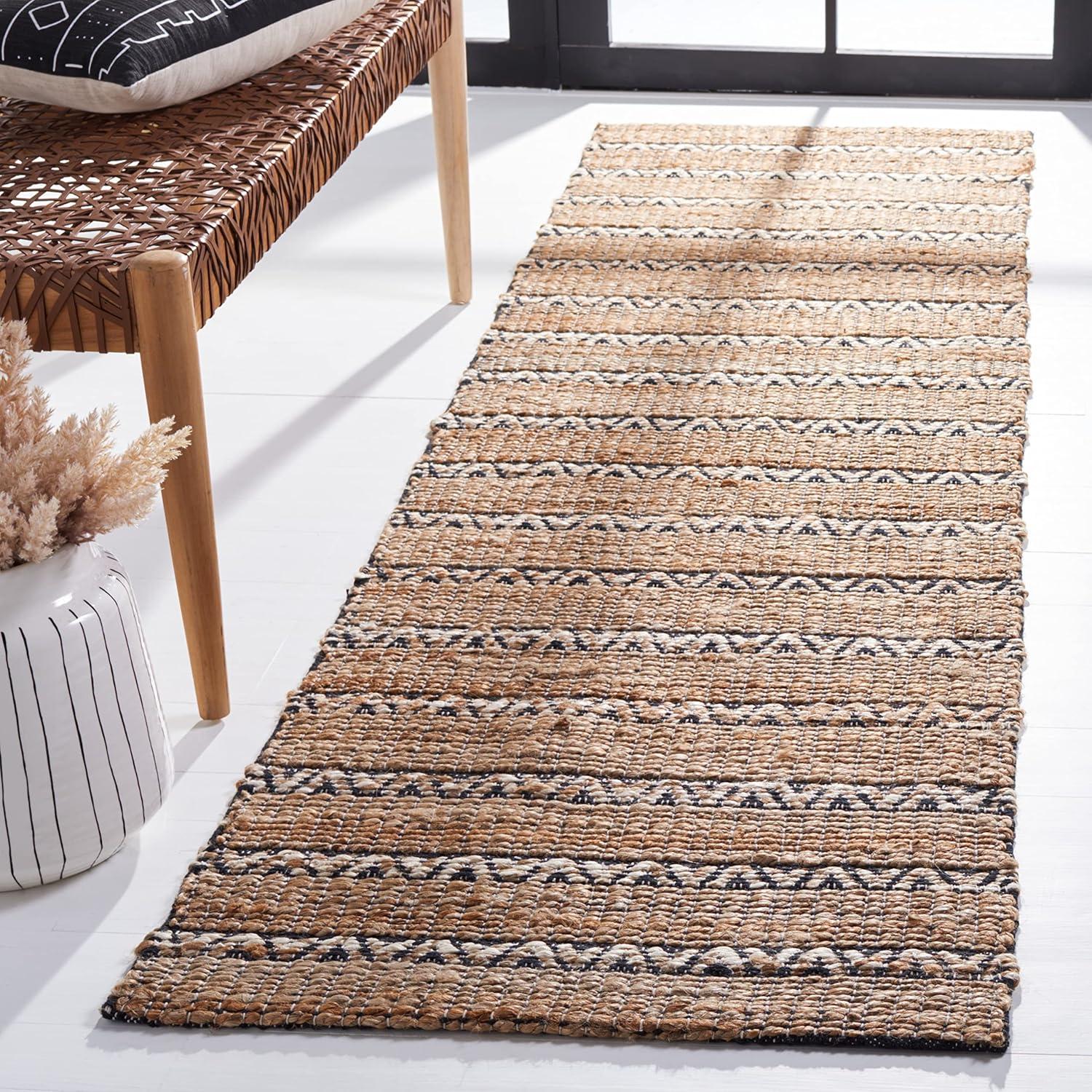 Natural Fiber NFB655 Power Loomed Runner Rug - Teal/Natural - 2'3"x8' - Safavieh.