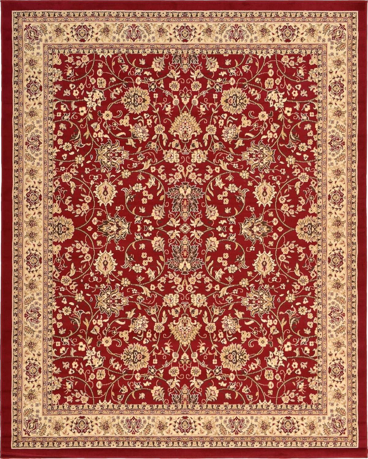 Yasmin Burgundy and Beige 8' x 10' Synthetic Area Rug