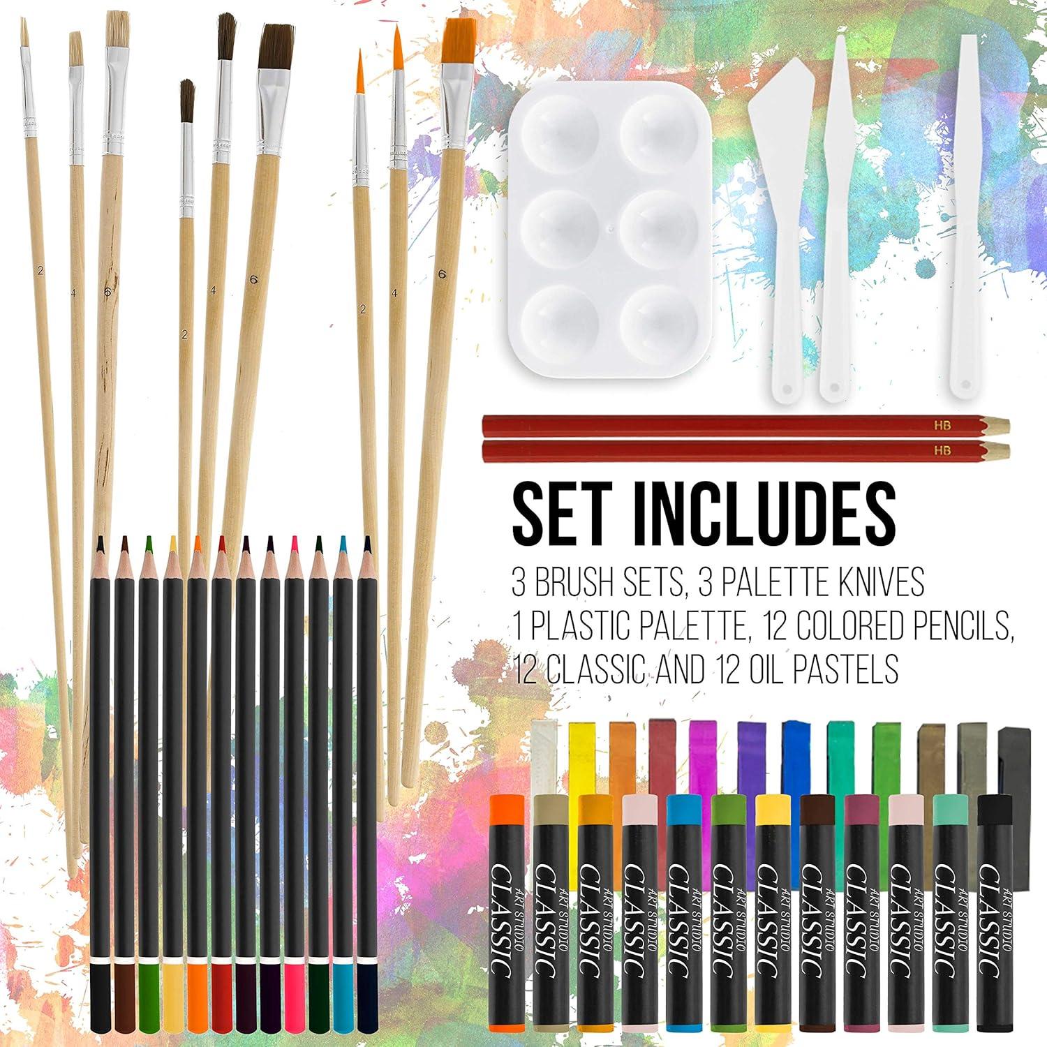 US Art Supply 95 Piece Master Artist Painting Set Oil, Acrylic, Watercolor Paint