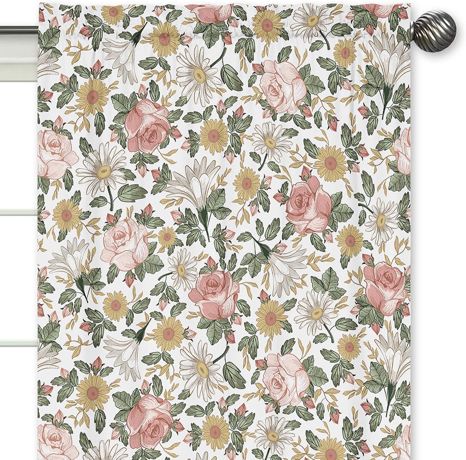 Sweet Jojo Designs Vintage Floral Semi-Sheer Rod Pocket Curtain Panels (Set of 2)