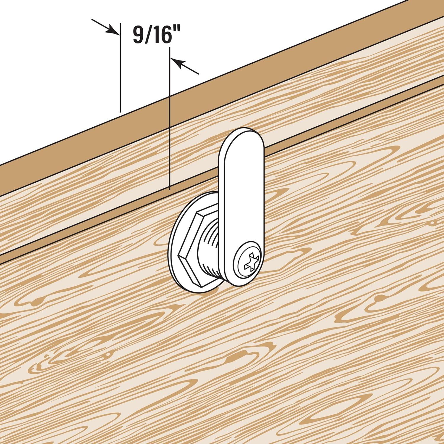 Prime-Line Diecast Keyed Alike Drawer and Cabinet Lock  3 Cams, Trim Collar, 2 Washers, 2 Keys and Fasteners  7/8 In. Length for 9/16 In. Max Panel Thickness, Stainless Steel (1 Set)