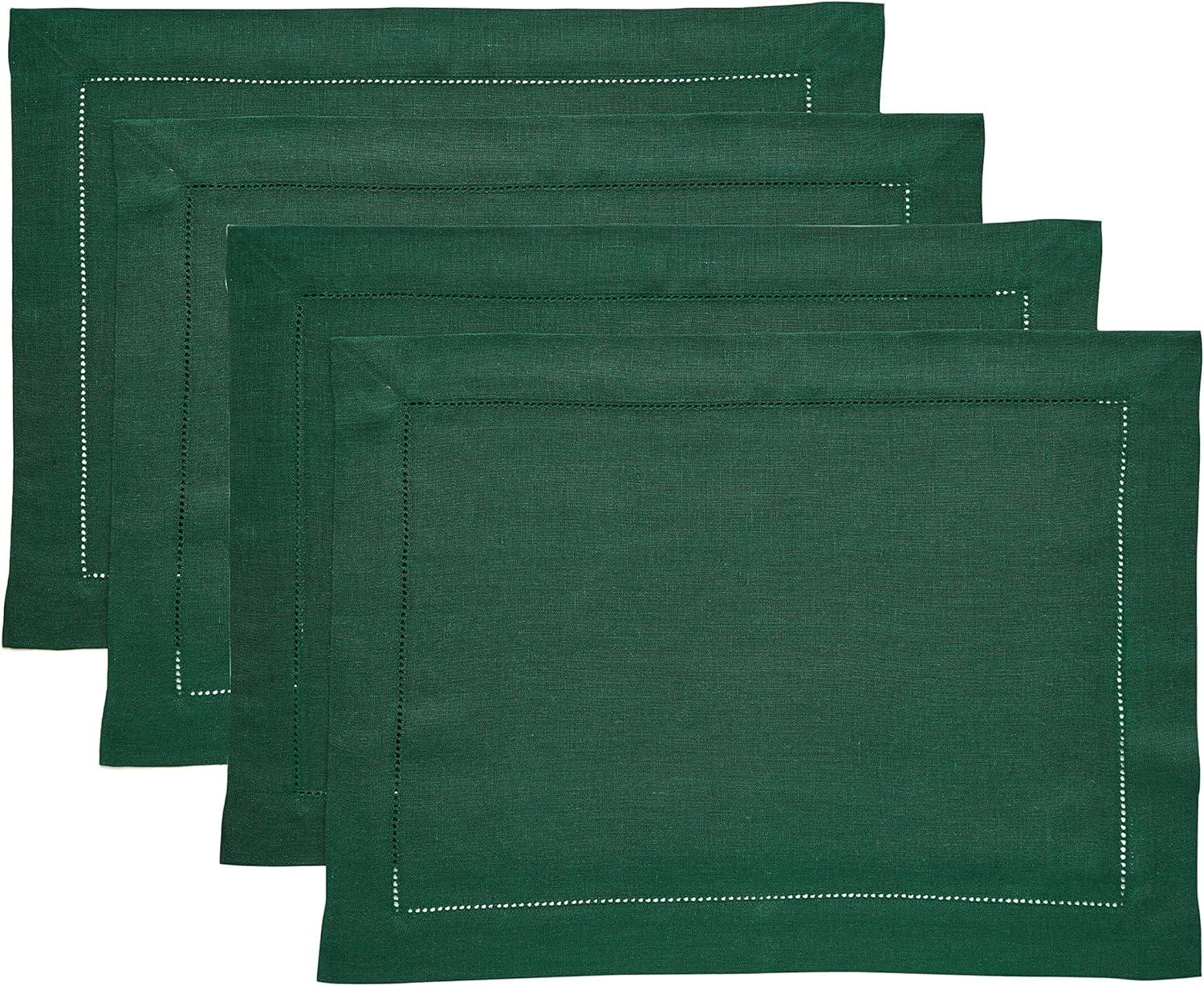 Classic Hemstitch - 100% Pure Linen Rectangle Placemats (Set of 4)