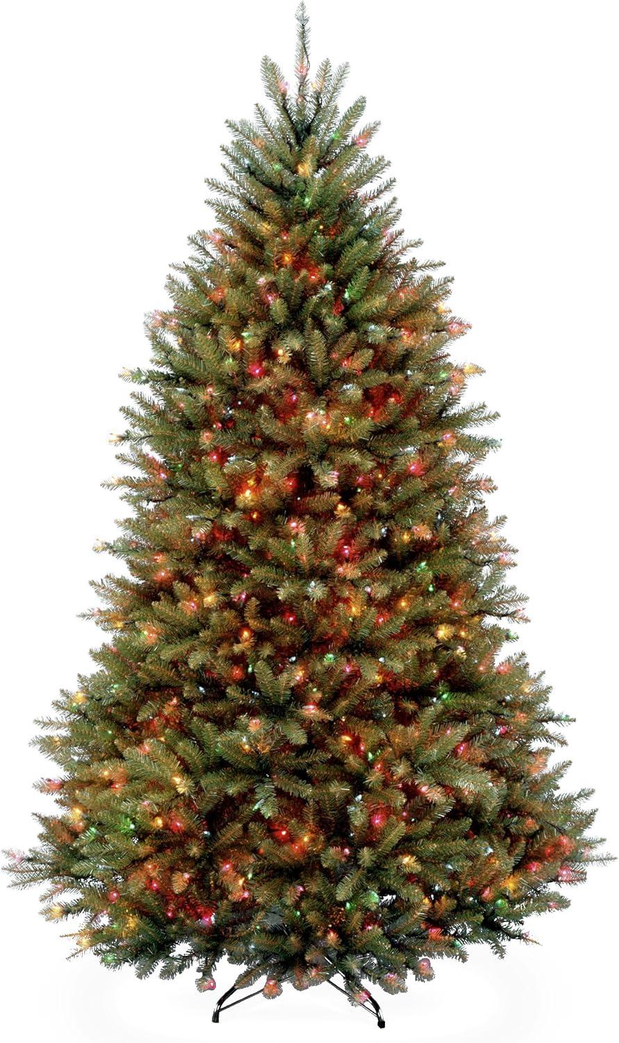 7.5' Prelit Hinged Dunhill Fir Artificial Christmas Tree Dual Lights - National Tree Company