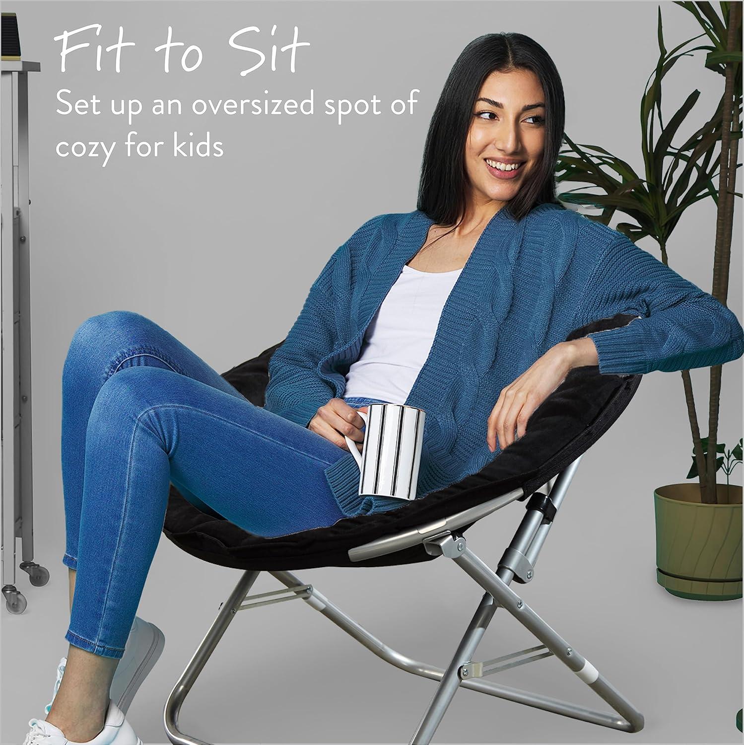 Mainstays Large Super Soft Microsuede 30" Adult Saucer Chair, Black