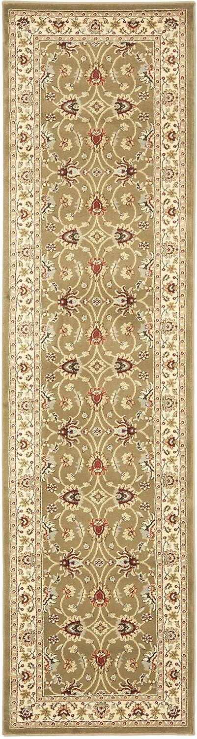 Lyndhurst LNH553 Power Loomed Runner Rug - Green/Ivory - 2'3"x8' - Safavieh