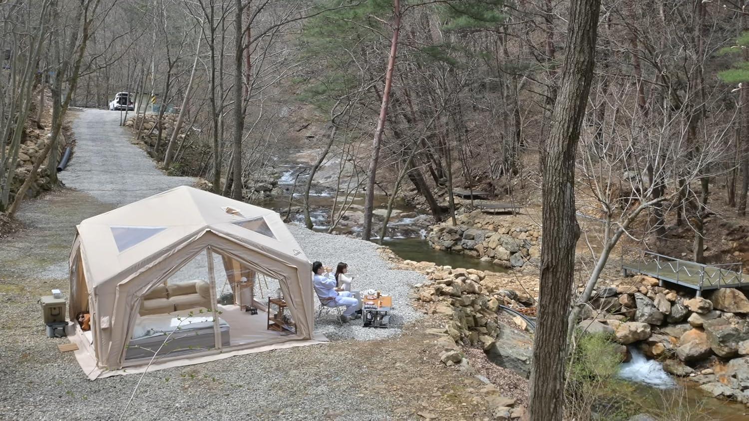 Coody | Rbm Outdoors Koala/Hub/Octopus Inflatable Tents for Camping with Stove Jack, 2/8/10 Person Luxury Canvas Blow Up Tent, 2 Room, Easy Setup Casa de Campaña, Large Inflatable House with Pump