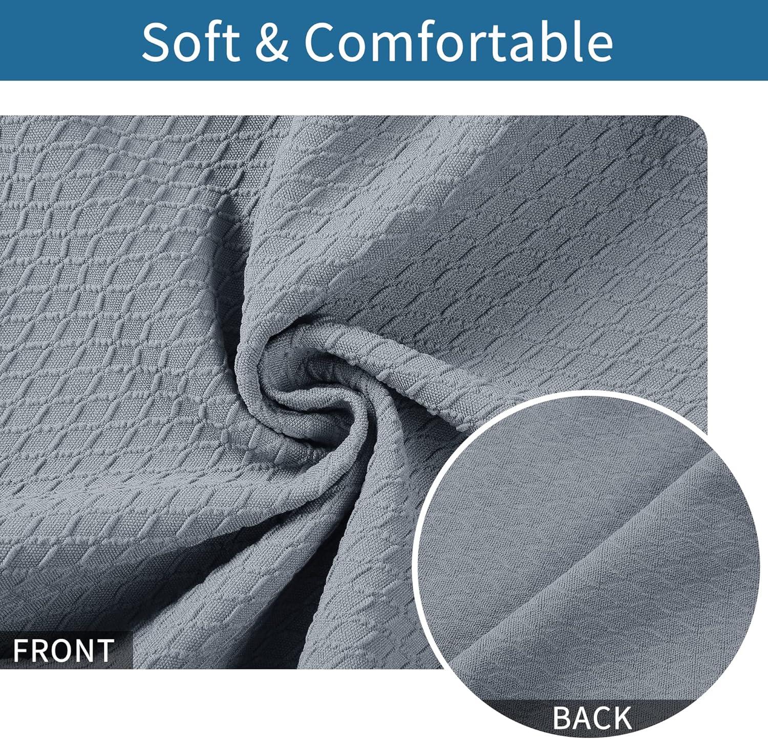 Smiry Dining Chair Seat Covers Stretch Jacquard Chair Slipcover with Ties (Set of 6, Beige)