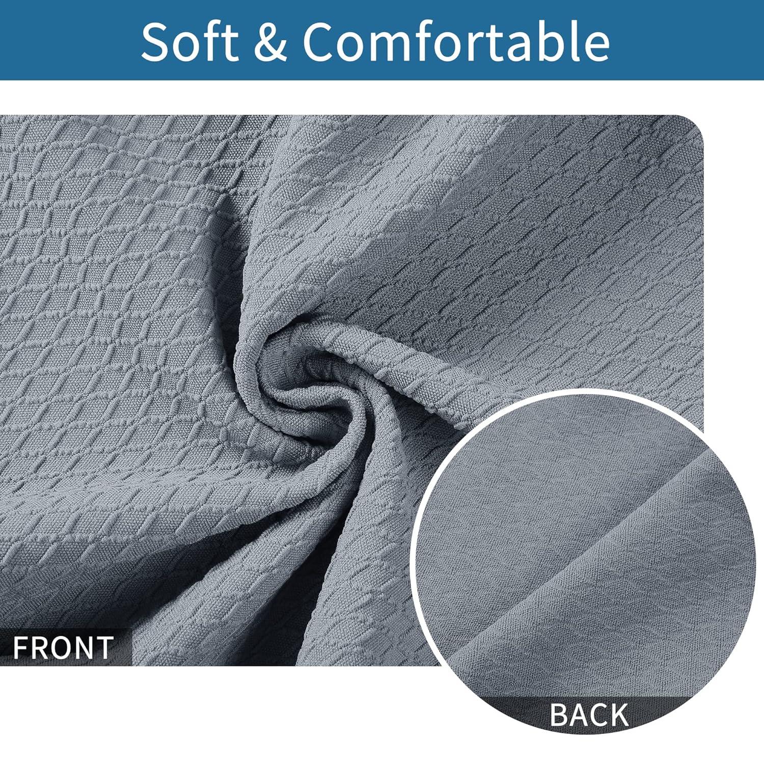 Smiry Dining Chair Seat Covers Stretch Jacquard Chair Slipcover with Ties (Set of 6, Beige)