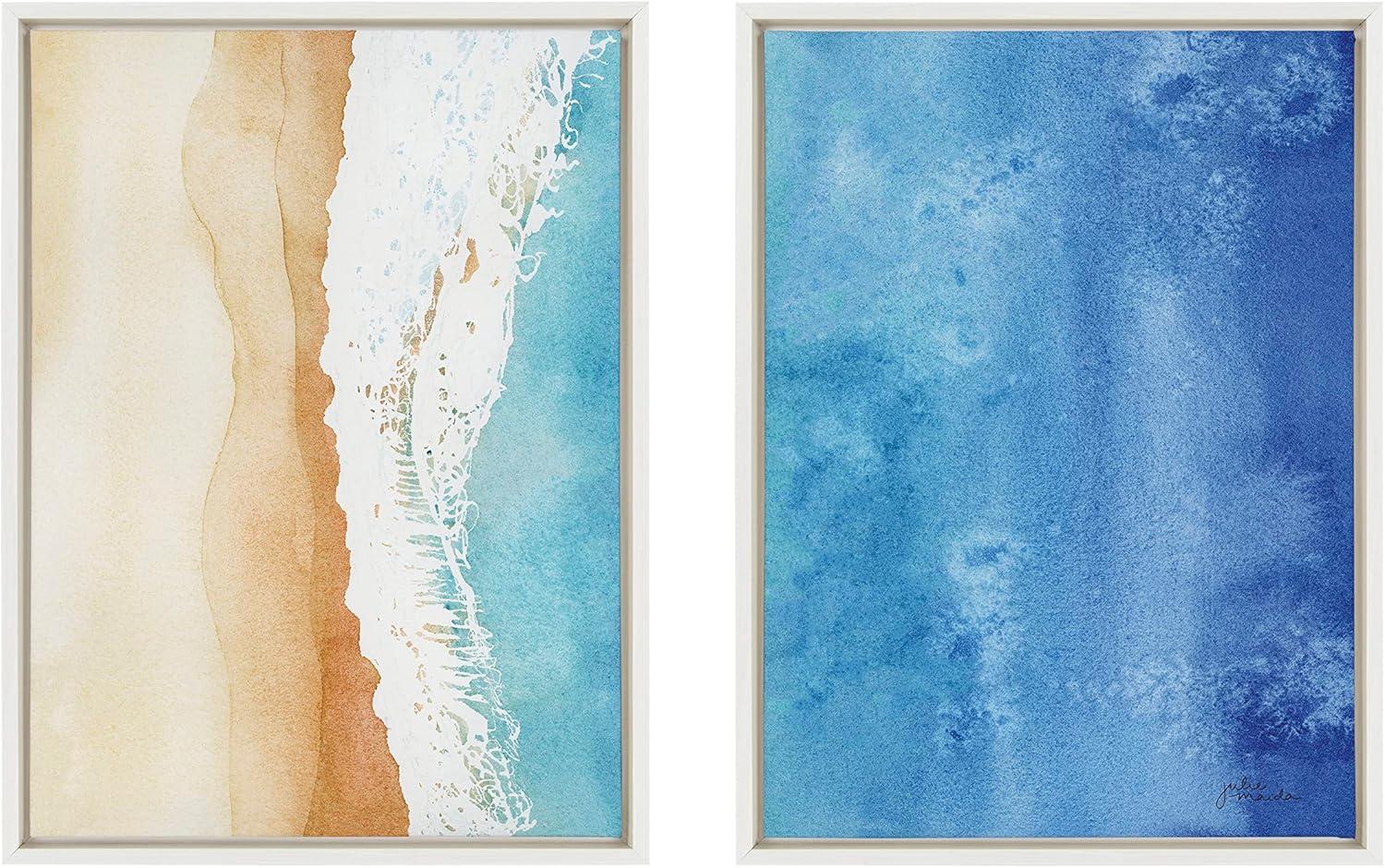 Kate and Laurel Sylvie Ocean Wake 1 and 2 Framed Canvas by Julie Maida, 2 Piece 18x24, White