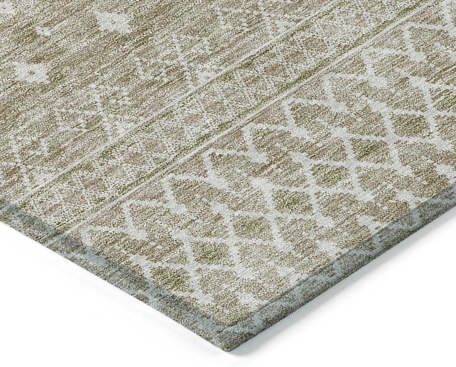 Taupe 9' x 12' Bohemian Synthetic Flat Woven Area Rug