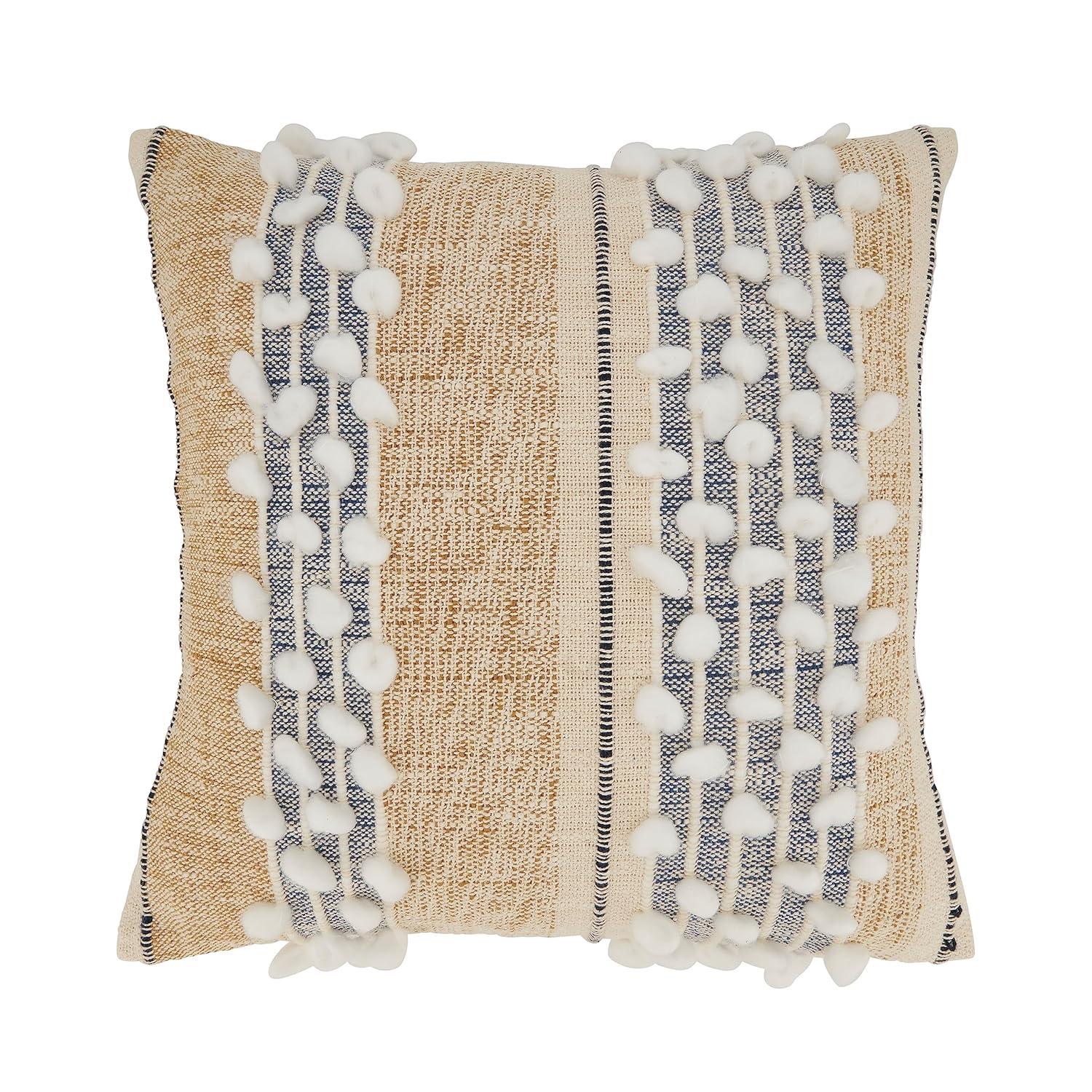 Saro Yari Collection Striped Cotton Pillow Cover