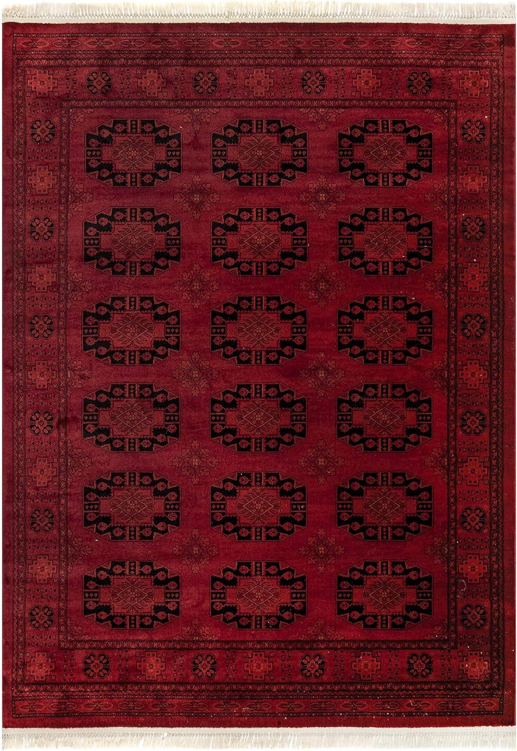 Elegant Red Trellis 4' x 6' Easy-Care Synthetic Area Rug