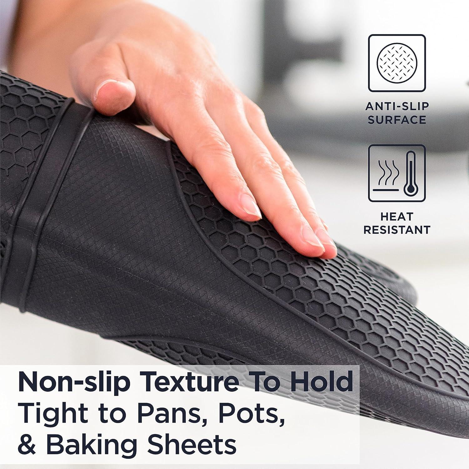 DEISS Deiss Pro 2-piece Heat and Stain Resistant Silicone Oven Mitts for Cooking