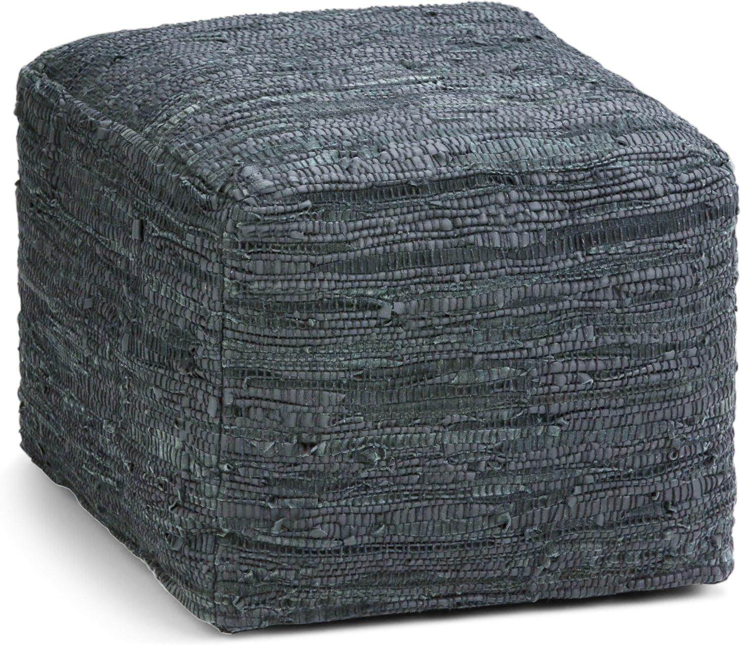 Simpli Home Fredrik 18"W Genuine Buffalo Leather Square Pouf & Reviews | Wayfair