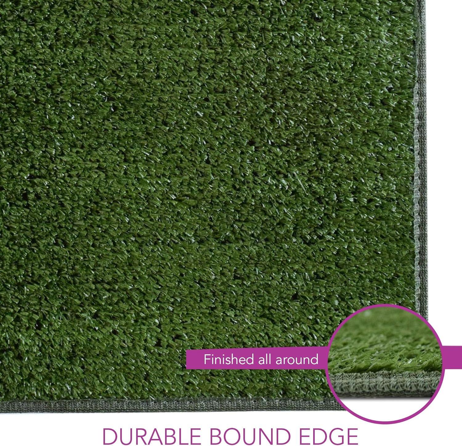 iCustomRug Synthetic Grass Rug – 4x10ft Lawn Green Turf Carpet for Patios, Yards, Boats, Camping – Indoor/Outdoor Use